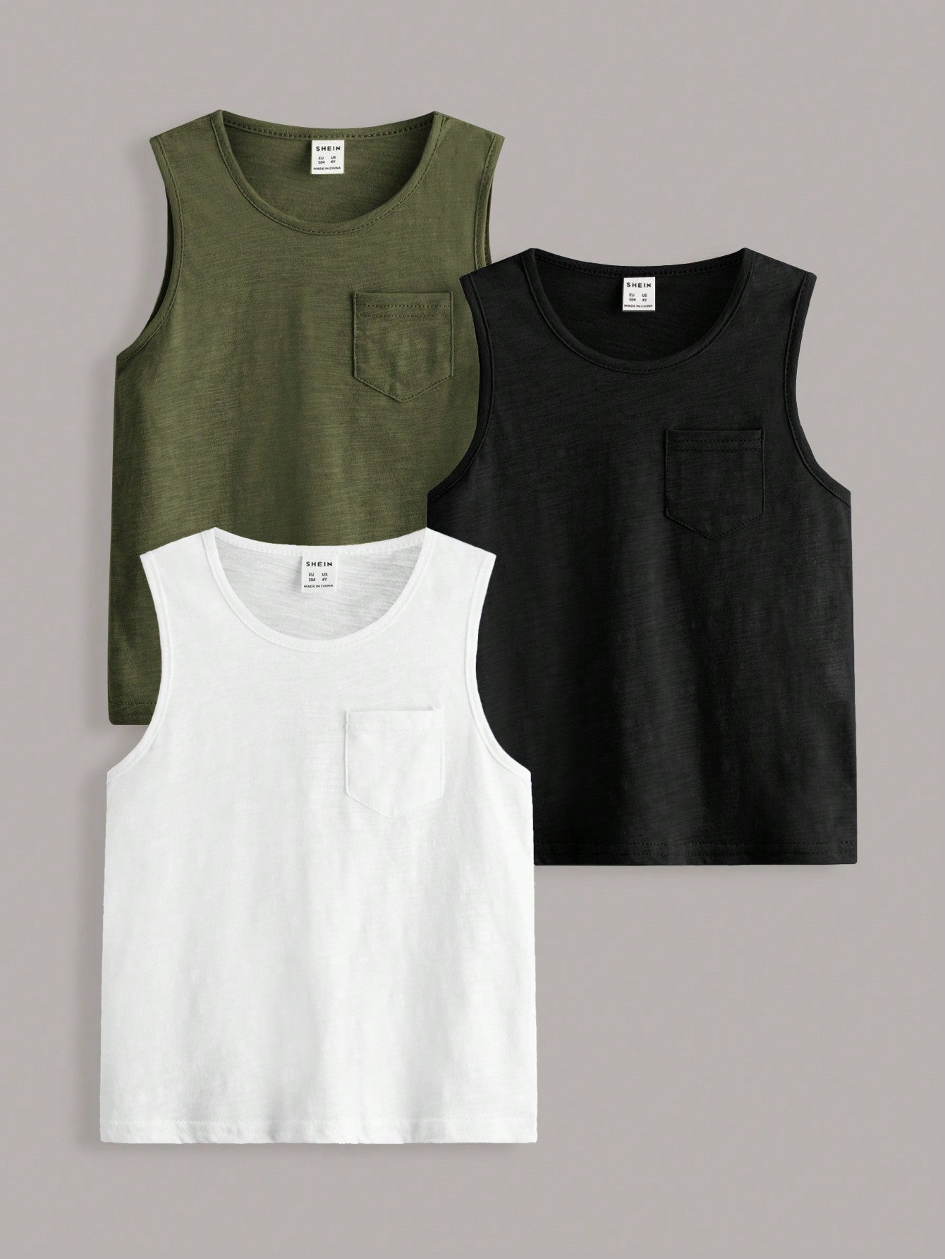 3pcs Young Boy Casual Sports Comfortable Tank Top Set