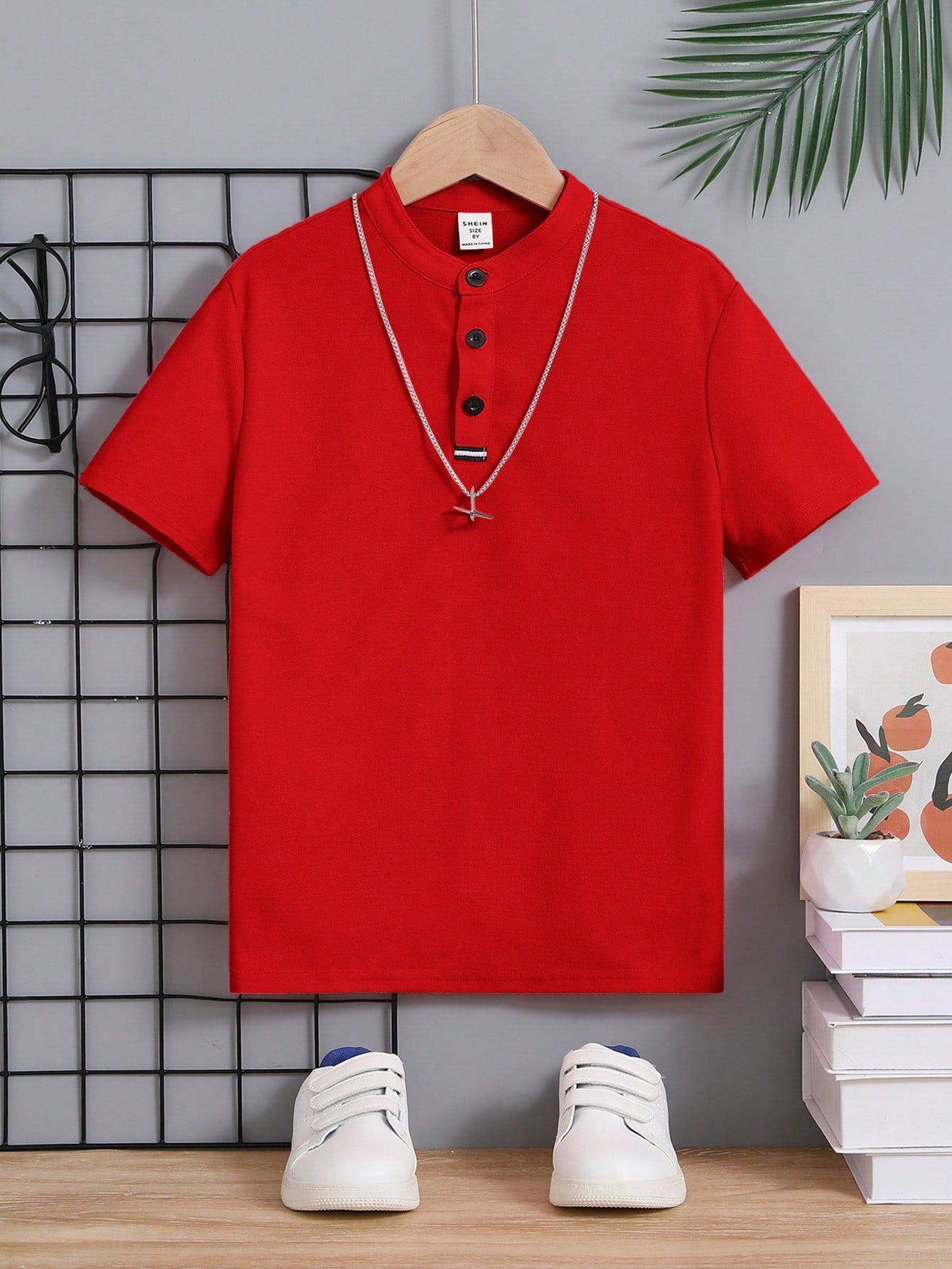 Tween Boy Summer Casual Solid Color Knitted Polo Shirt With Collar,