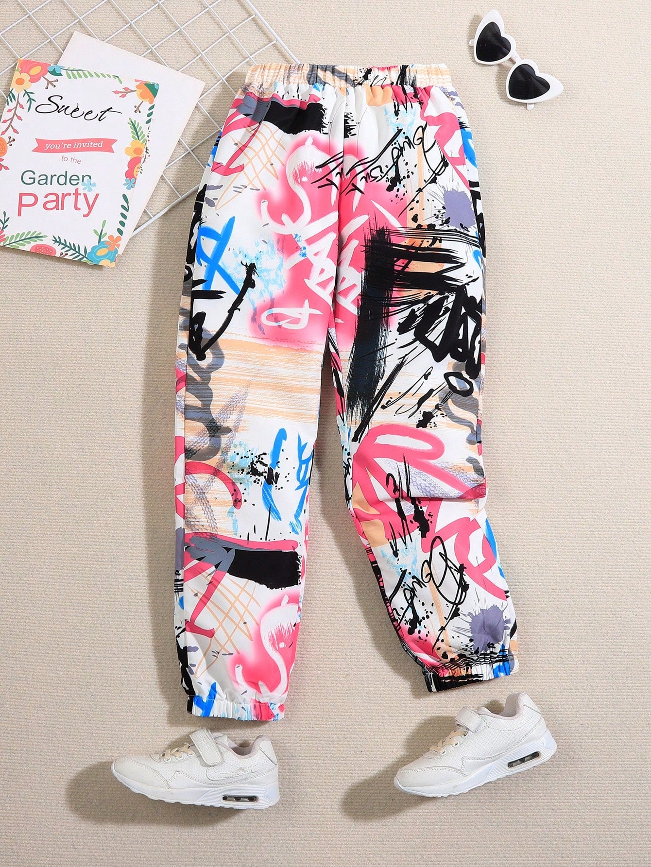 Streecool Kids Tween Girl Graffiti Print Elastic Waist Pant