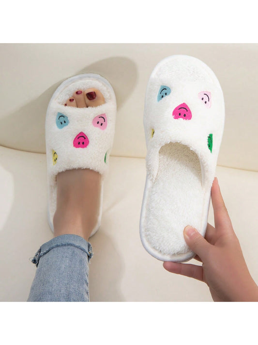 Women's Home Open Heart Smiling Face Couple Slippers Home Light And Quiet Indoor Slippers