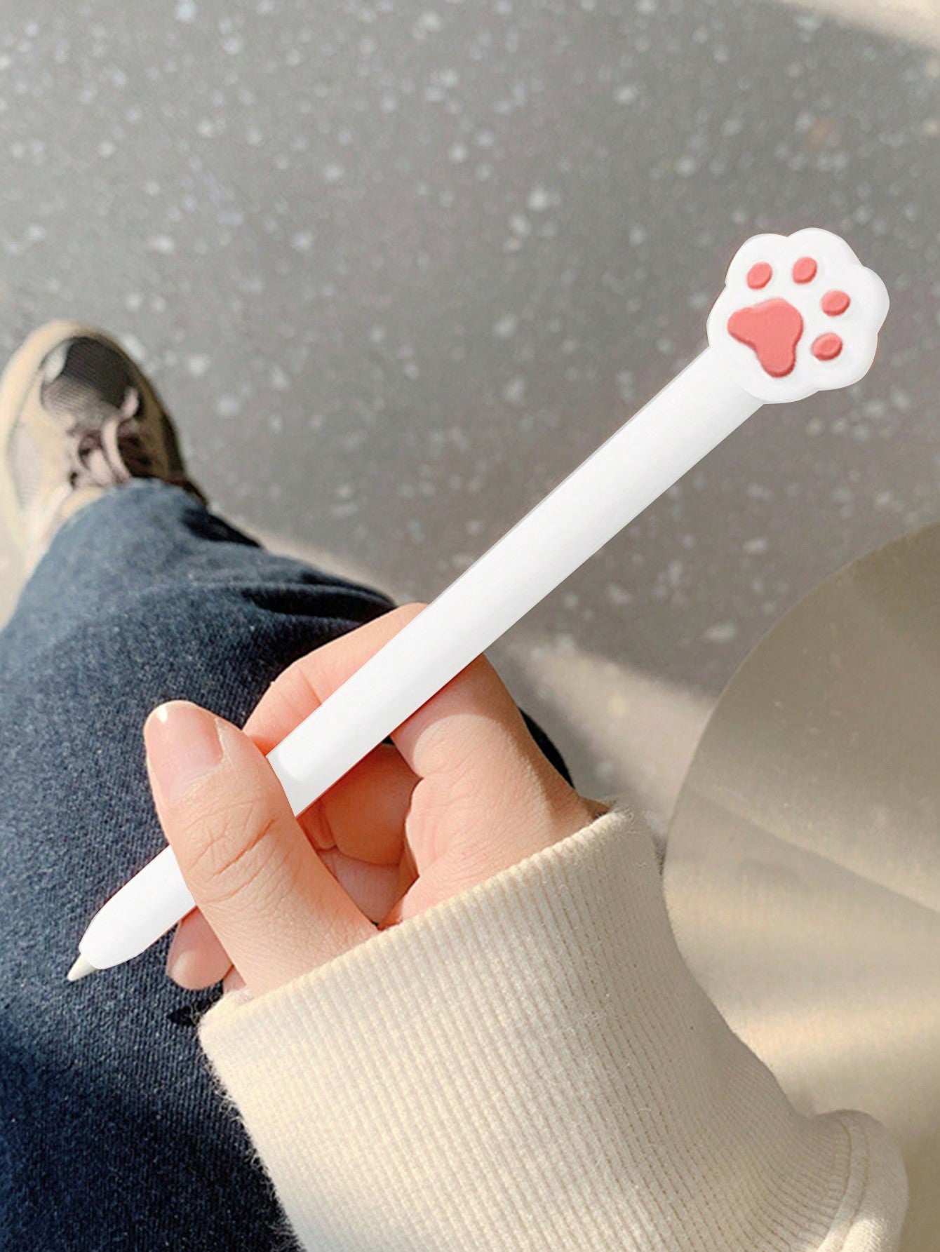 1pc Cute White Cat Paw Shaped Silicone Case Compatible With Apple Pencil 2, Thin & Skin-Friendly Protective Cover