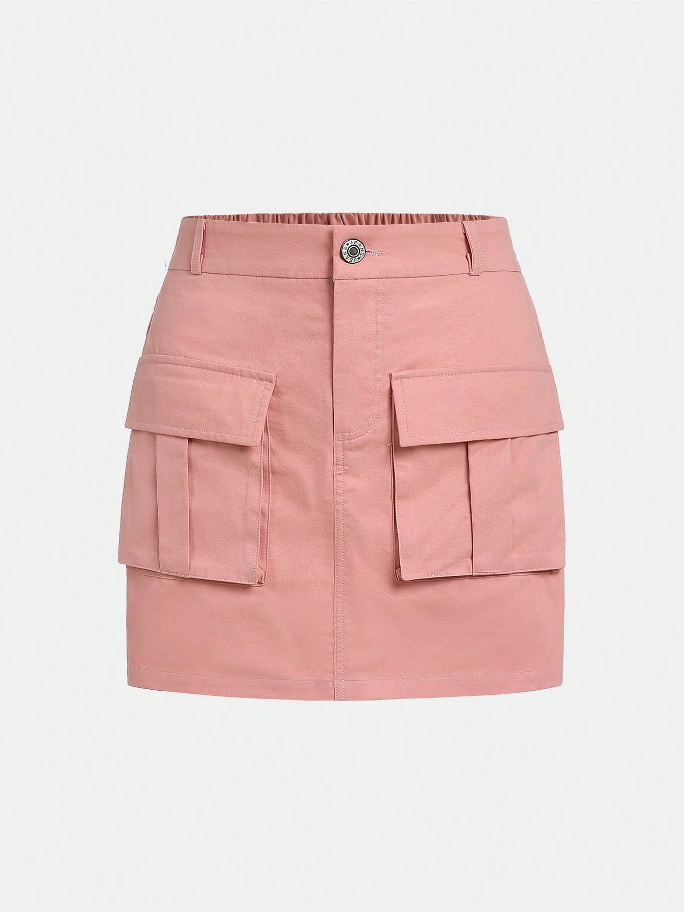 Woven Casual Teenage Girl Skirt, Flip Pocket Work Skirt