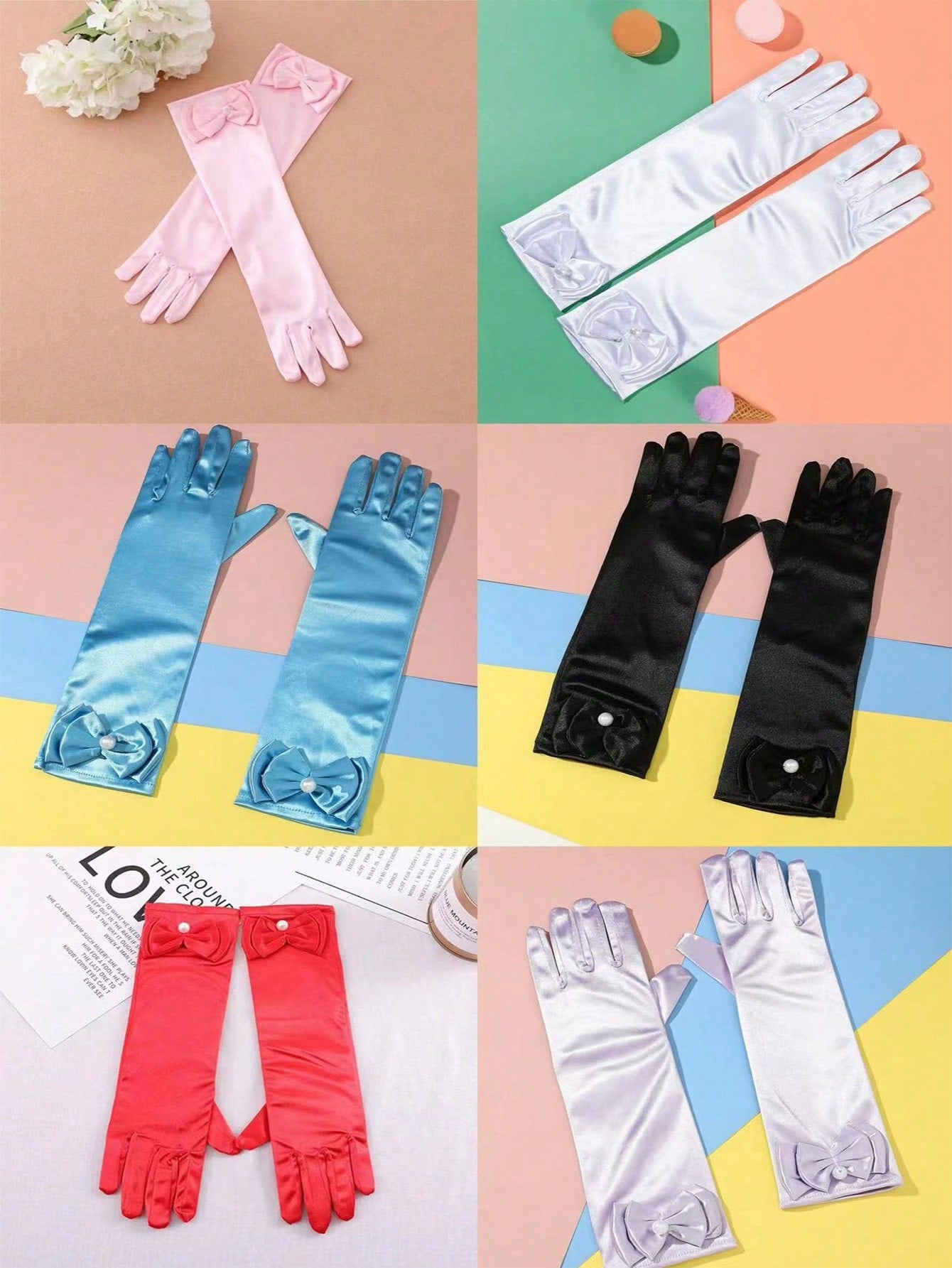 1 Pair Children's Satin Performance Gloves, Perfect For Flower Girl Dress, Special Occasions Or Daily Wear