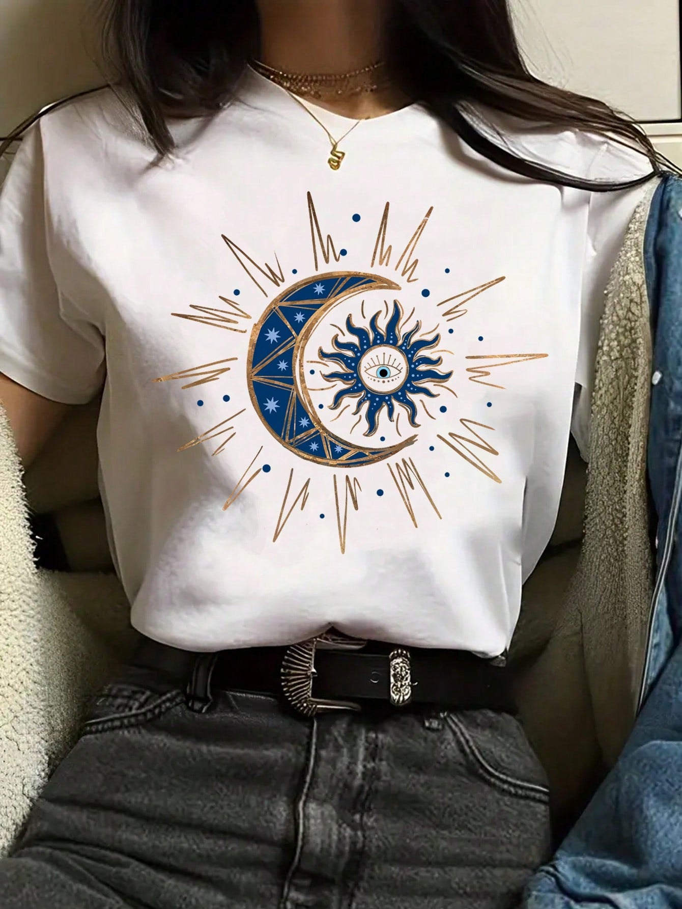 Women's Eye Print Short Sleeve T-Shirt