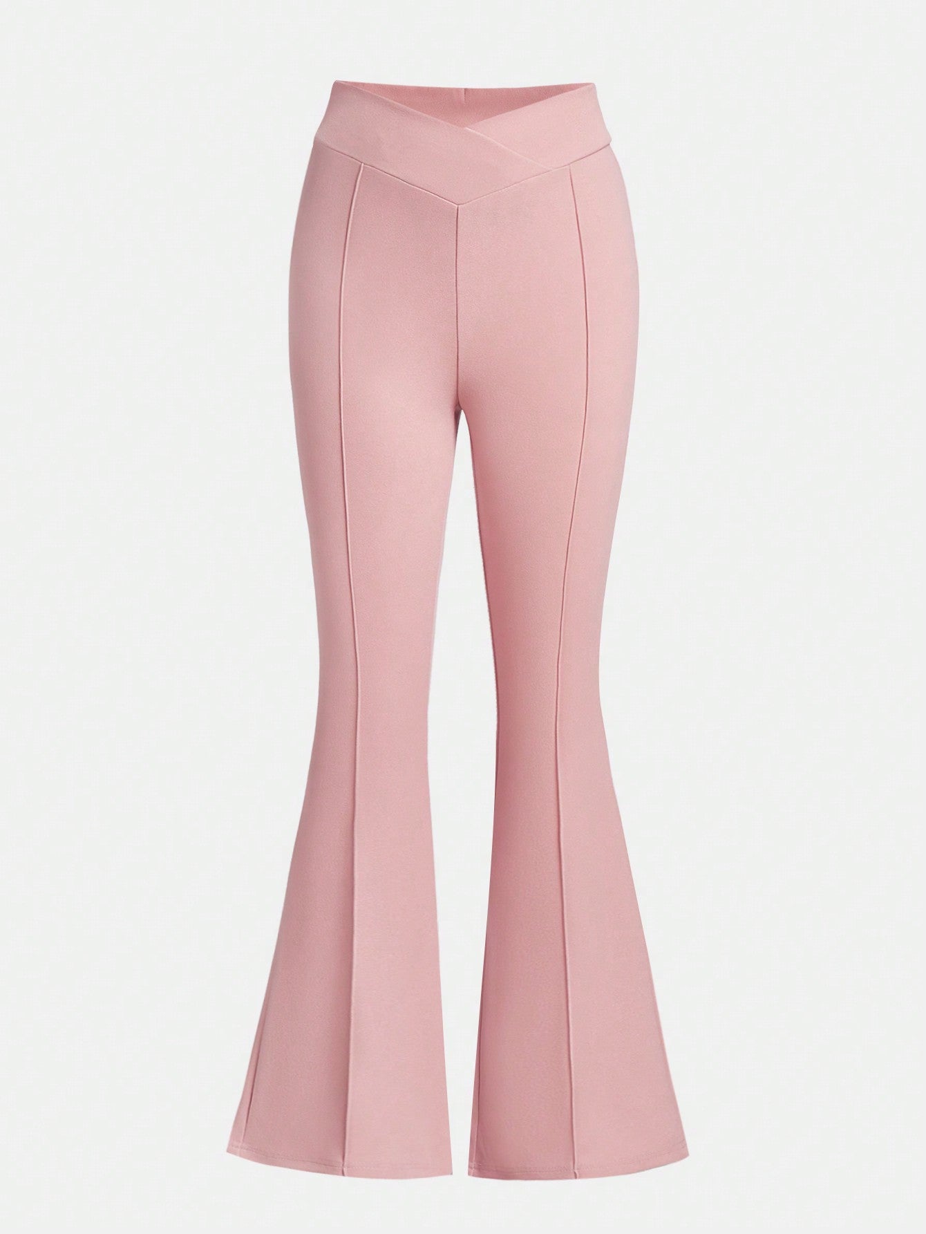 High-Waisted V-Shaped Waistband Solid Color Flared Pants Suitable For Teenage Girls In Spring And Autumn