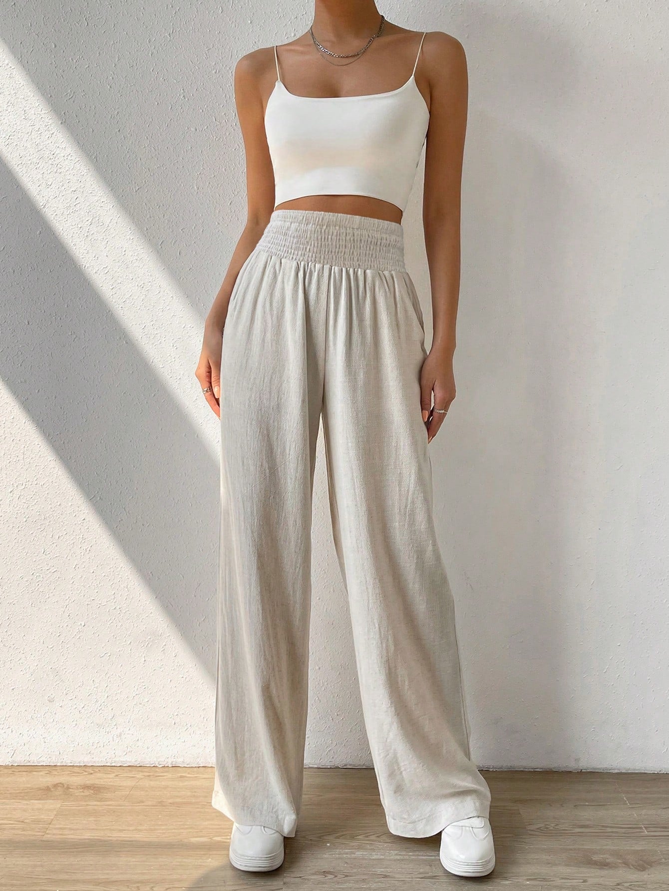 Frenchy Women's Casual High-Waisted Wide Leg Pants With Belt