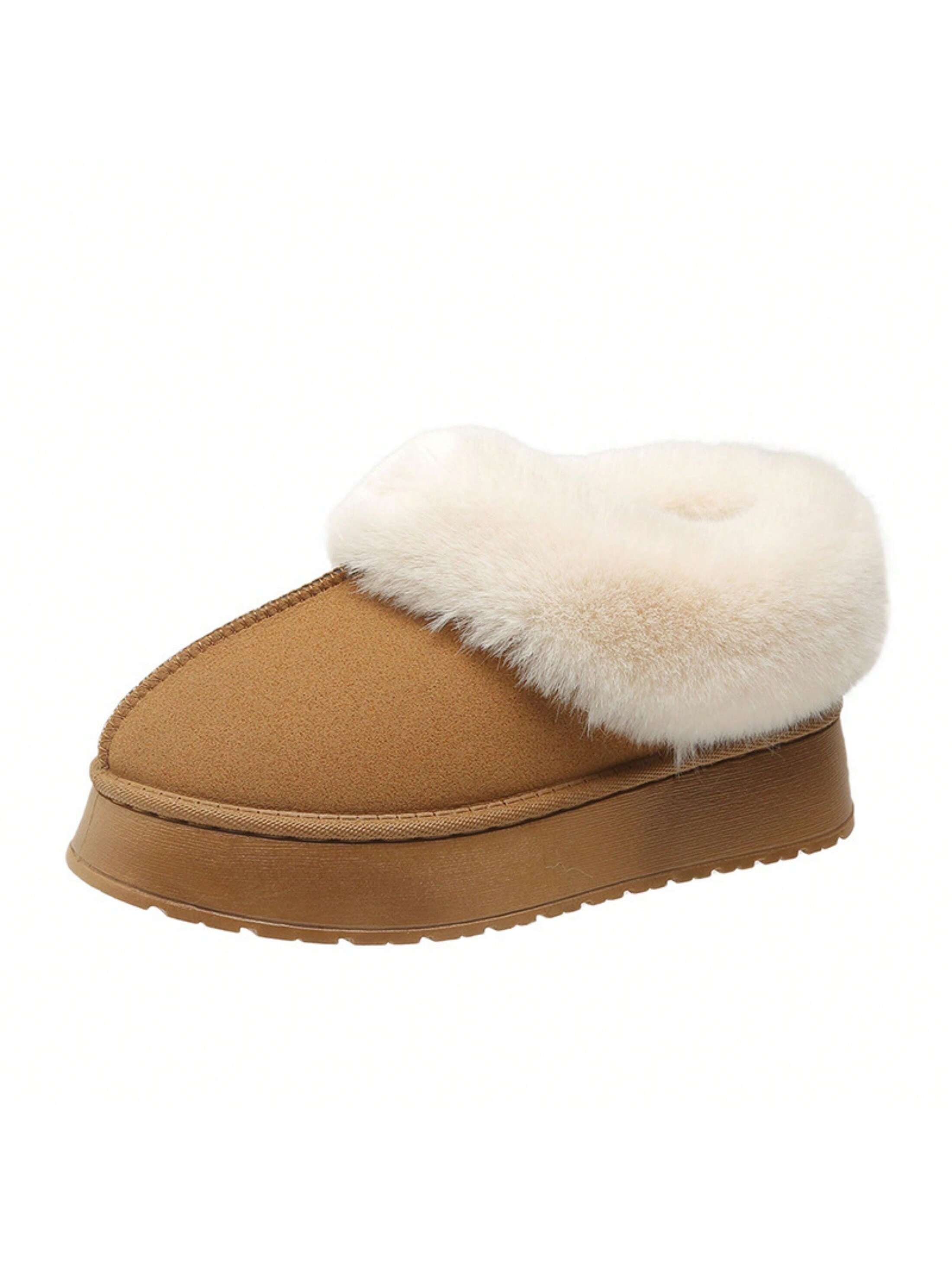 Women's Suede Shearling Ankle Moccasin Bootie Slippers Indoor Warm Snow Boots