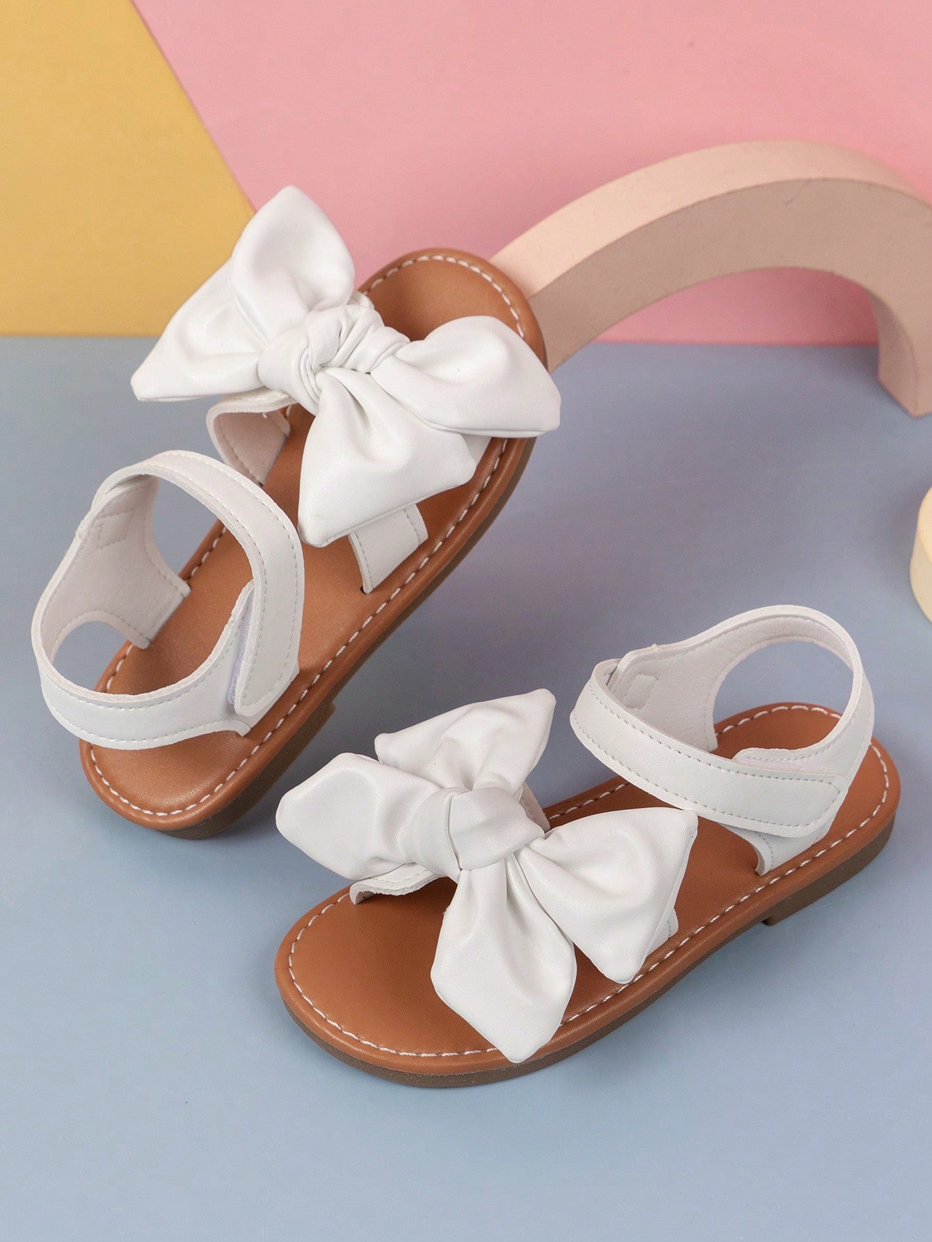 1pair Girls' Bow Knot Princess Sandals, Summer Casual Beach Shoes