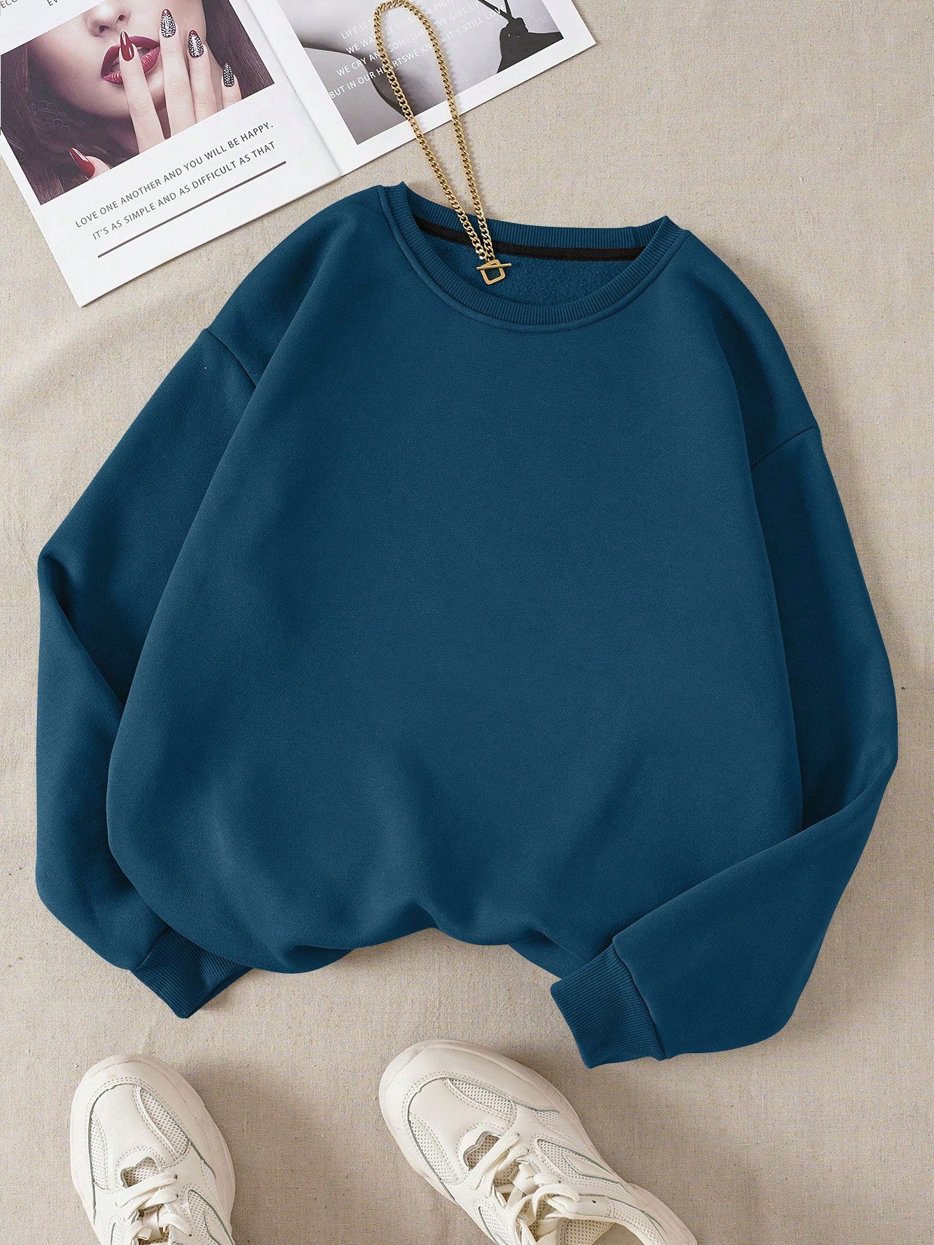 Solid Thermal Lined Sweatshirt