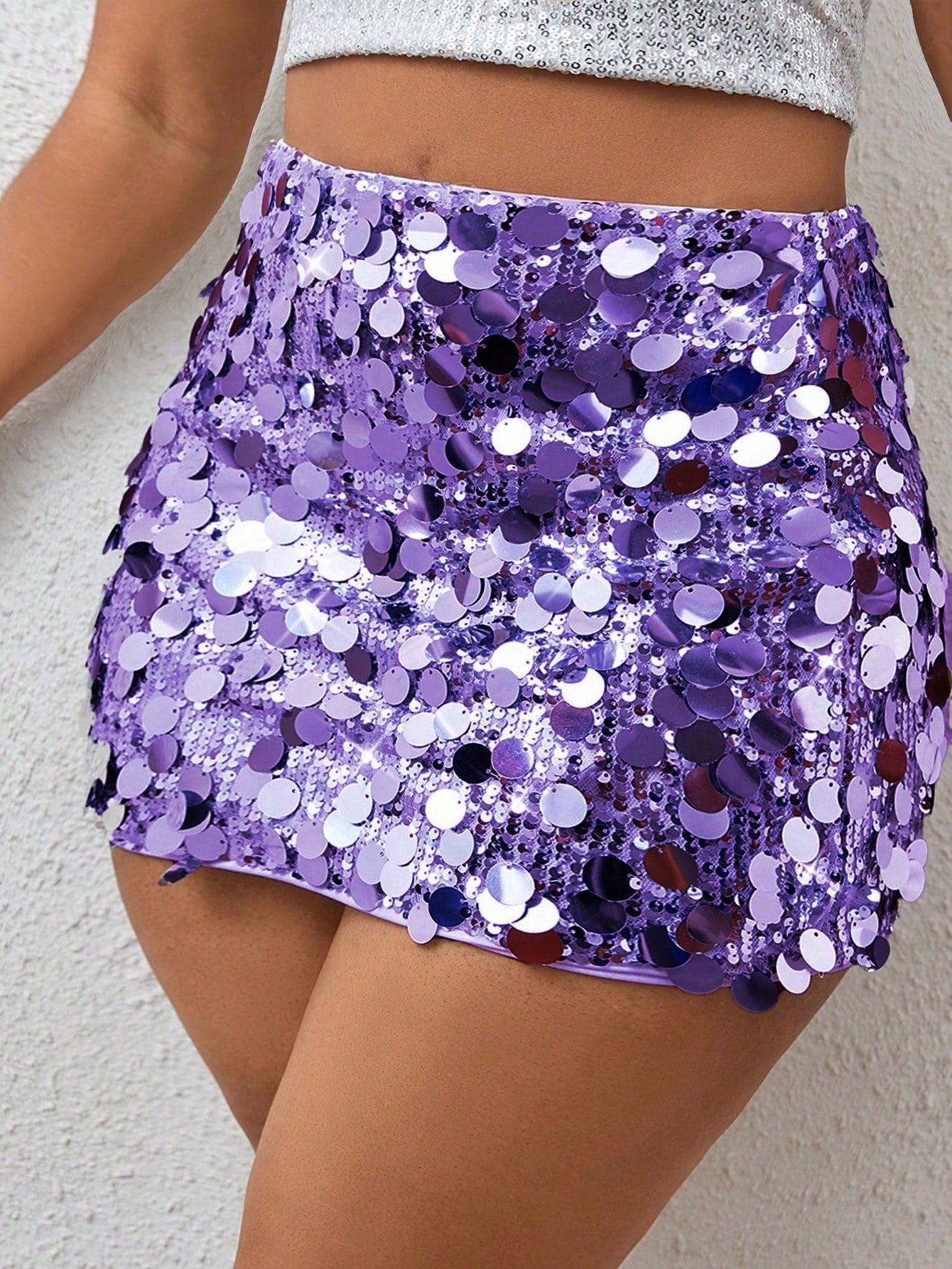 Plus Size Shiny Sequin Skirt