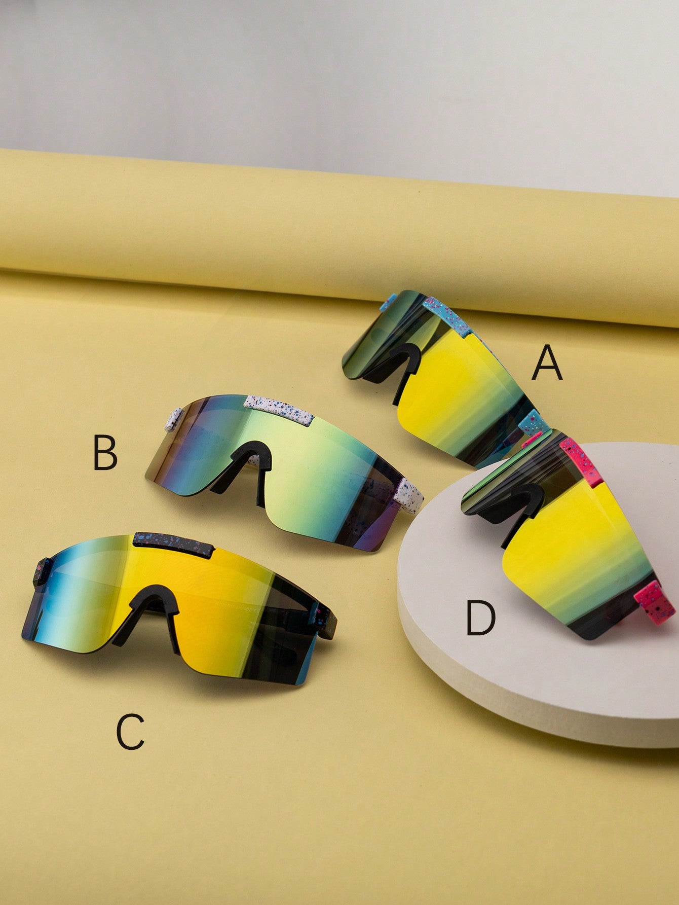 1pc Children's Pc Geometric Windproof Riding Trendy Decorative Fashion Sunglasses, Color Optional