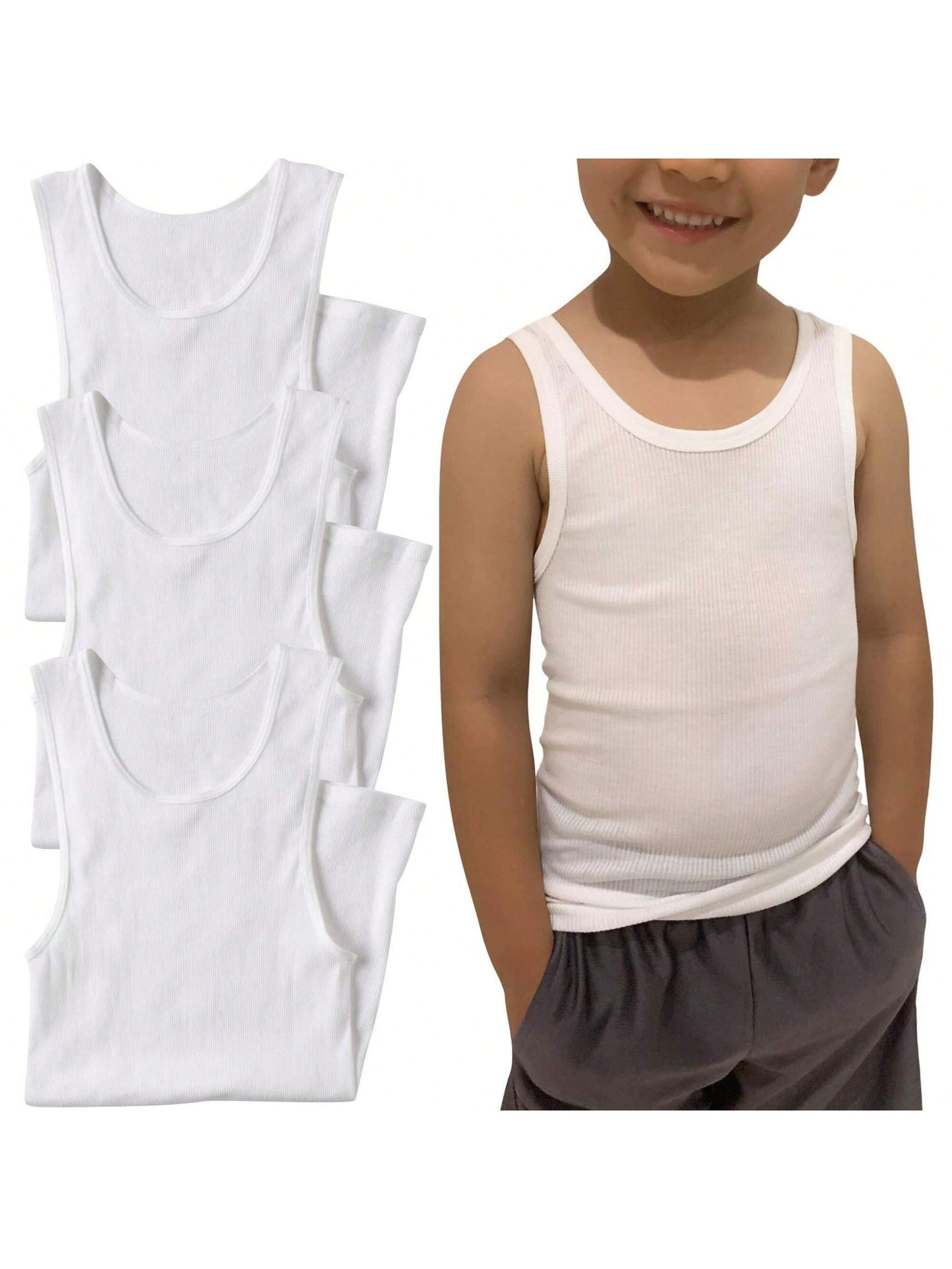 Tween Boy Pack Of 3 Or 6 Basic Assortment And White Cotton A-Shirt