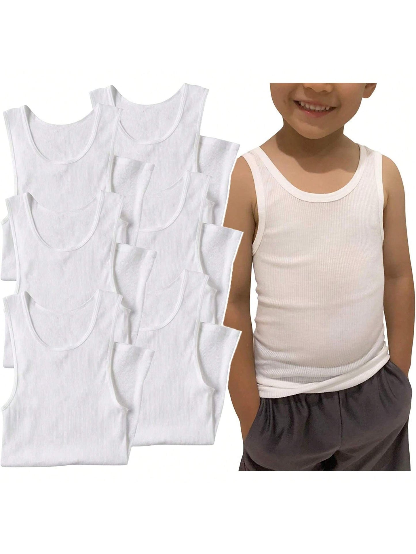 Tween Boy Pack Of 3 Or 6 Basic Assortment And White Cotton A-Shirt