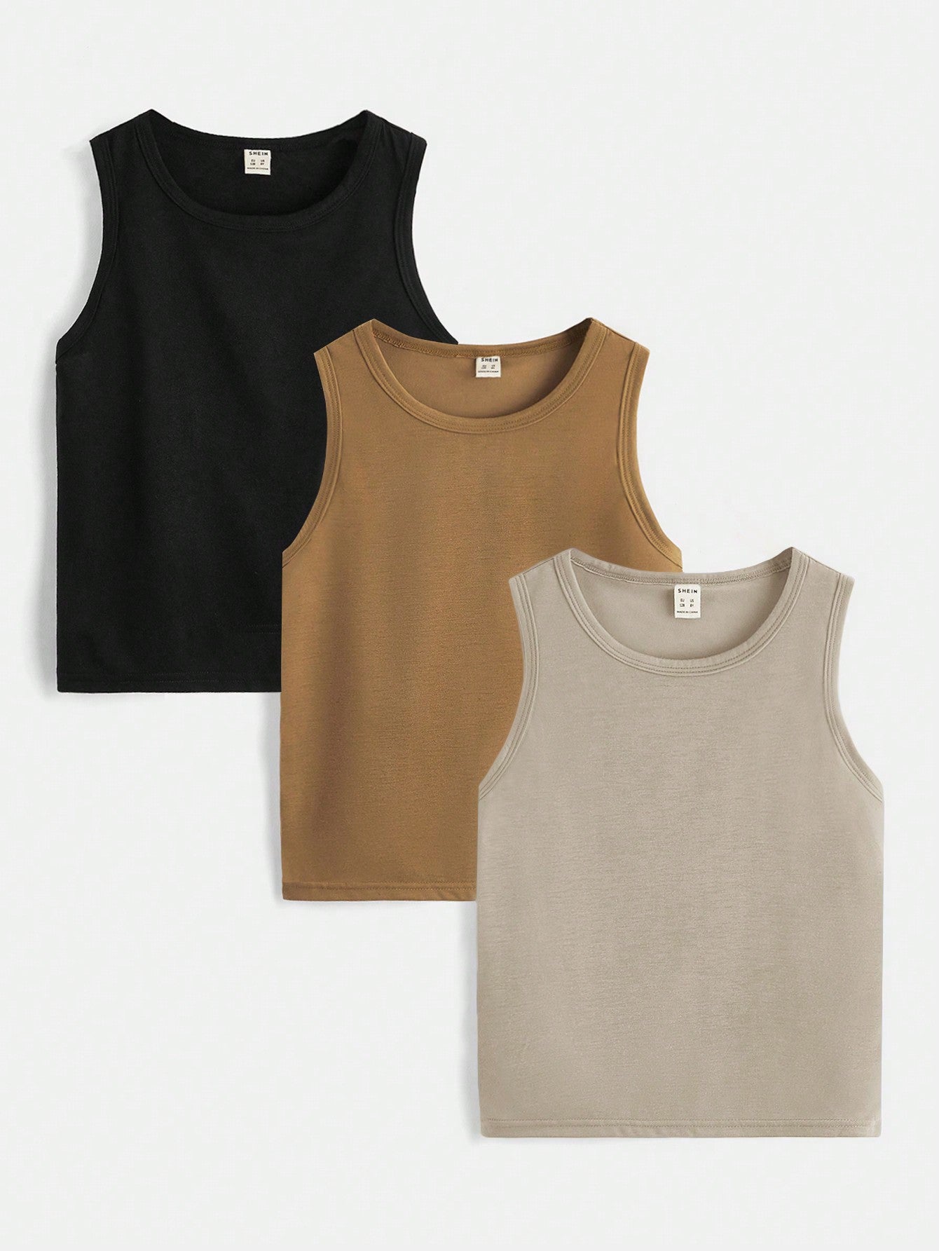 Tween Boys' 3pcs/Set Casual Comfortable Solid Summer Tank Top