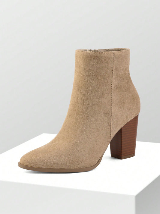 Women's Sand Suedes Chunky Block Heel Ankle Booties