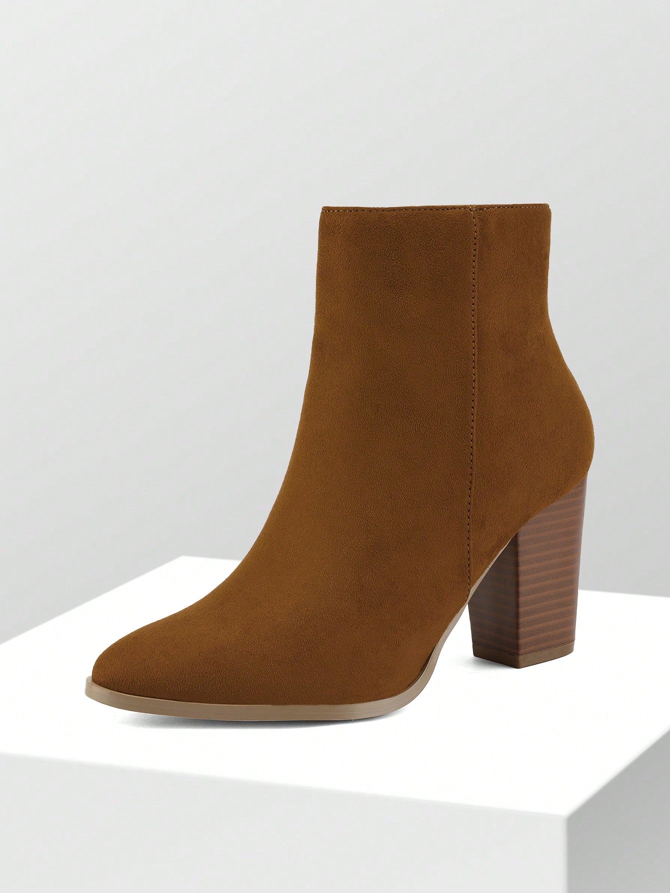 Women's Sand Suedes Chunky Block Heel Ankle Booties