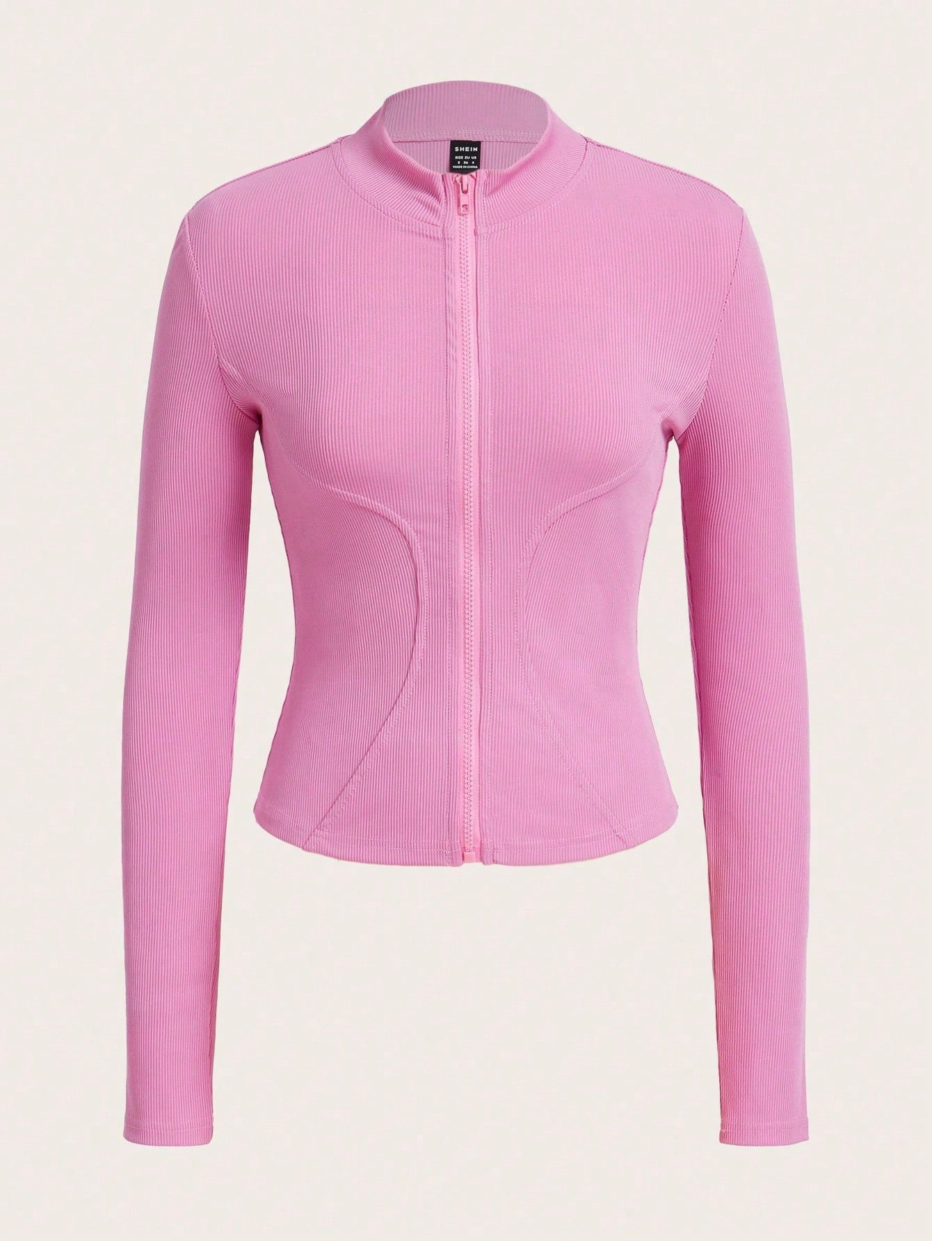 Y2k Pink Ribbed Knit Zip Up Jacket