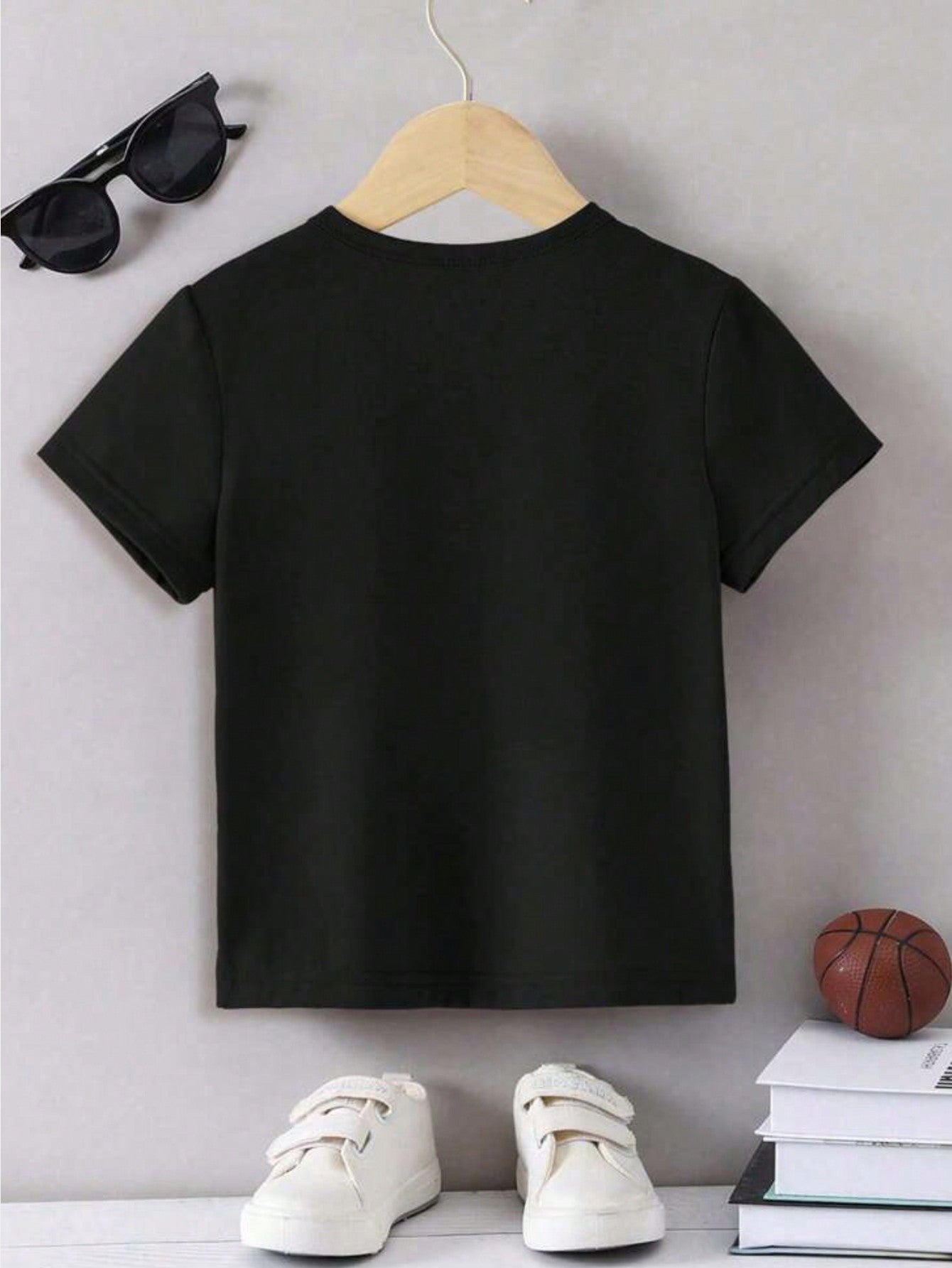 Tween Boy 2024 New Summer Short Sleeve T-Shirt With Letter Print And Round Neck