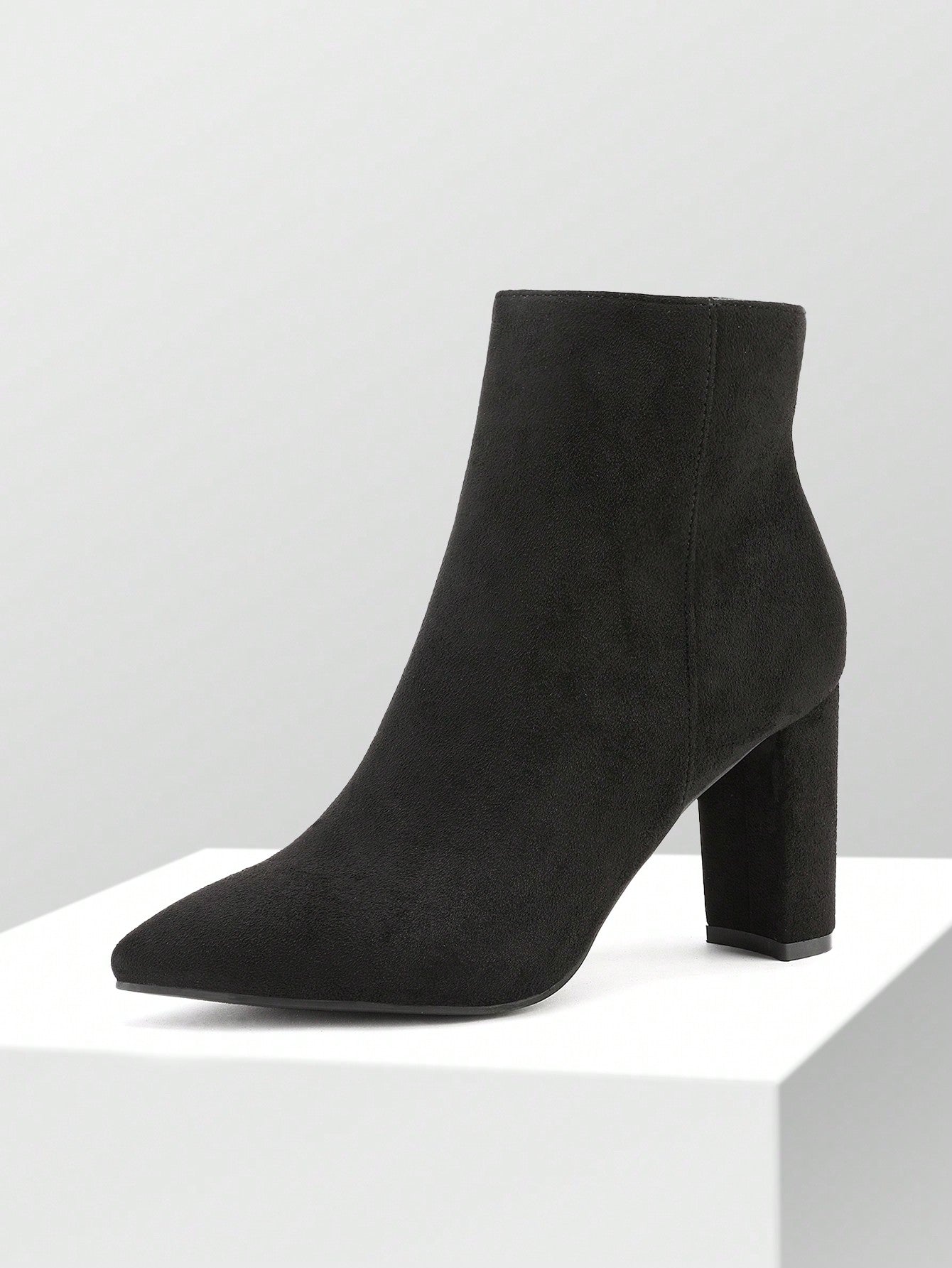 Women's Chunky Heel Ankle Booties Pointed Toe Boots