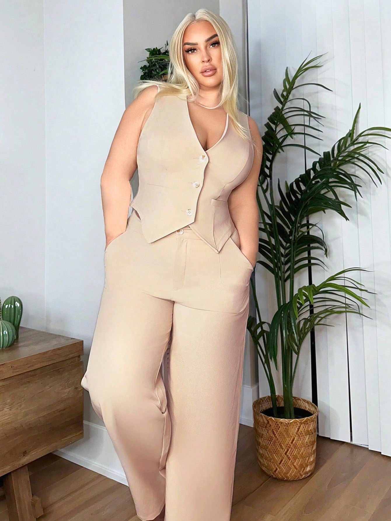 Plus Size Slim Fit Classic Solid Color Suit Vest Date Night Outfits Sexy Outfits Club Birthday Outfit Spring Summer Women Clothes Bachelorette Party