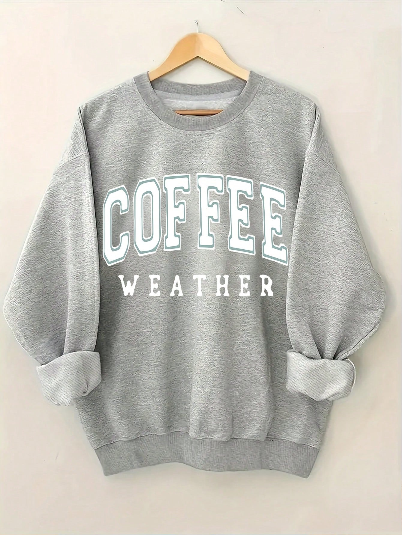 Plus Size Women Spring And Autumn Casual Round Neck Sweatshirt With Printed Letters And Long Sleeves