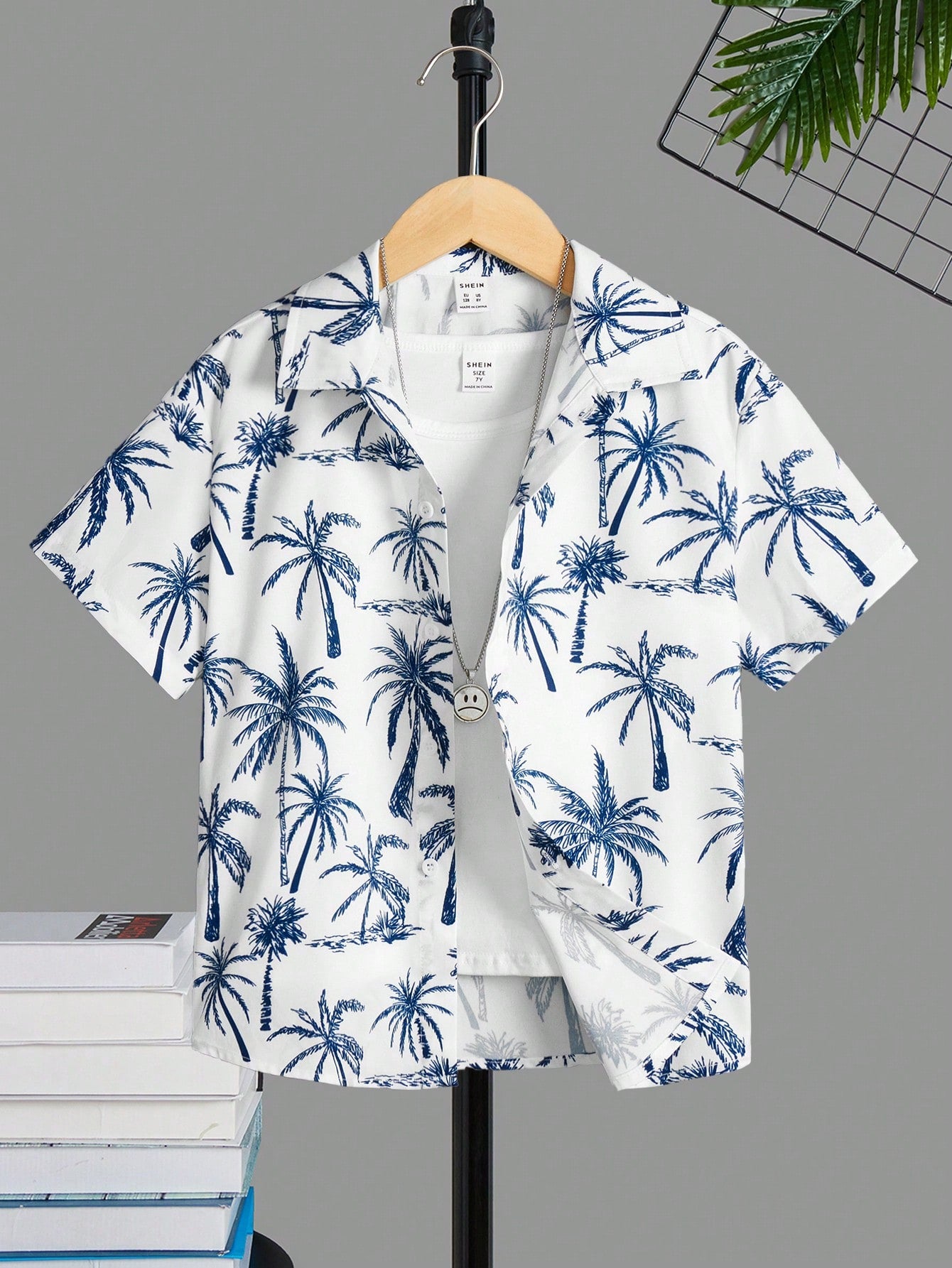 Tween Boys' Casual Comfortable Coconut Tree Pattern Shirt