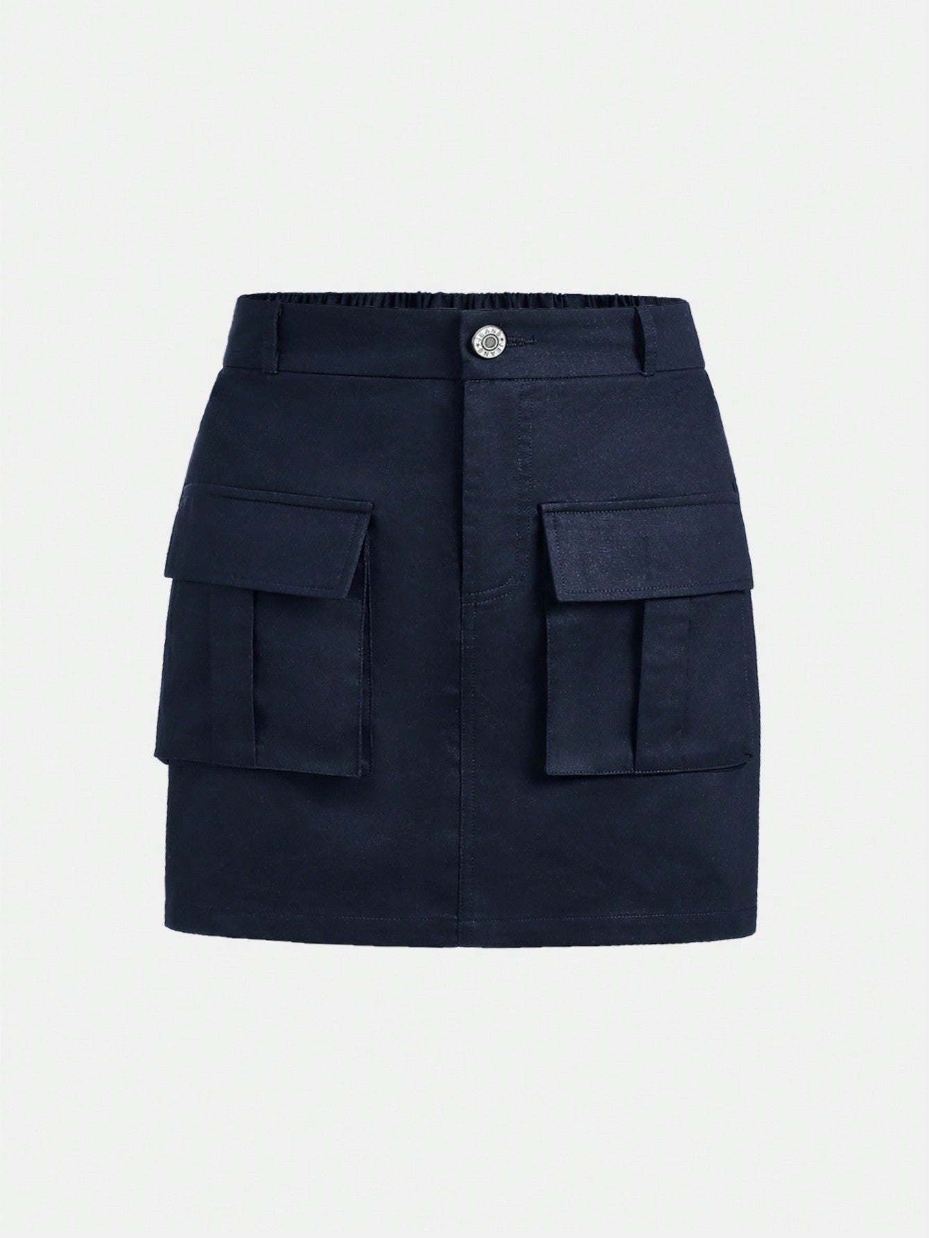 Woven Casual Teenage Girl Skirt, Flip Pocket Work Skirt