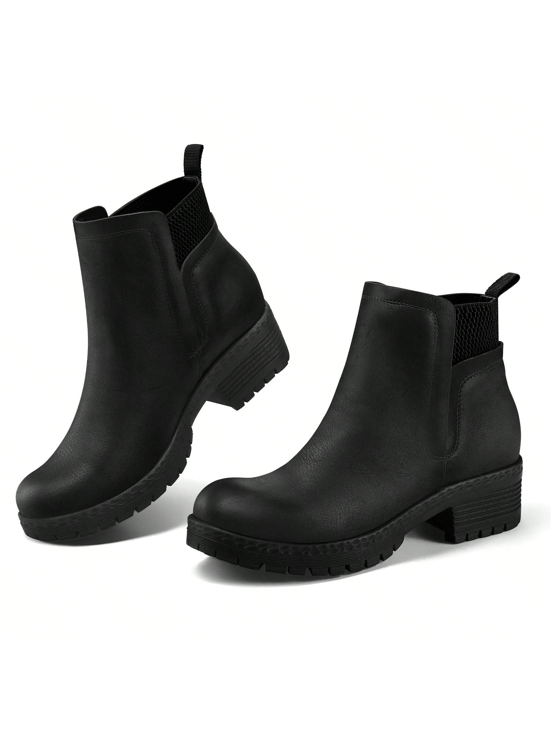 Women's Chelsea Boots Slip On Platform Chunky Heel Ankle Booties