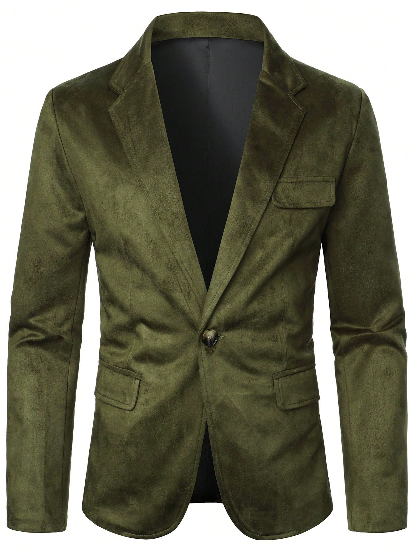 Men's Notched Lapel Fake Pocket Blazer