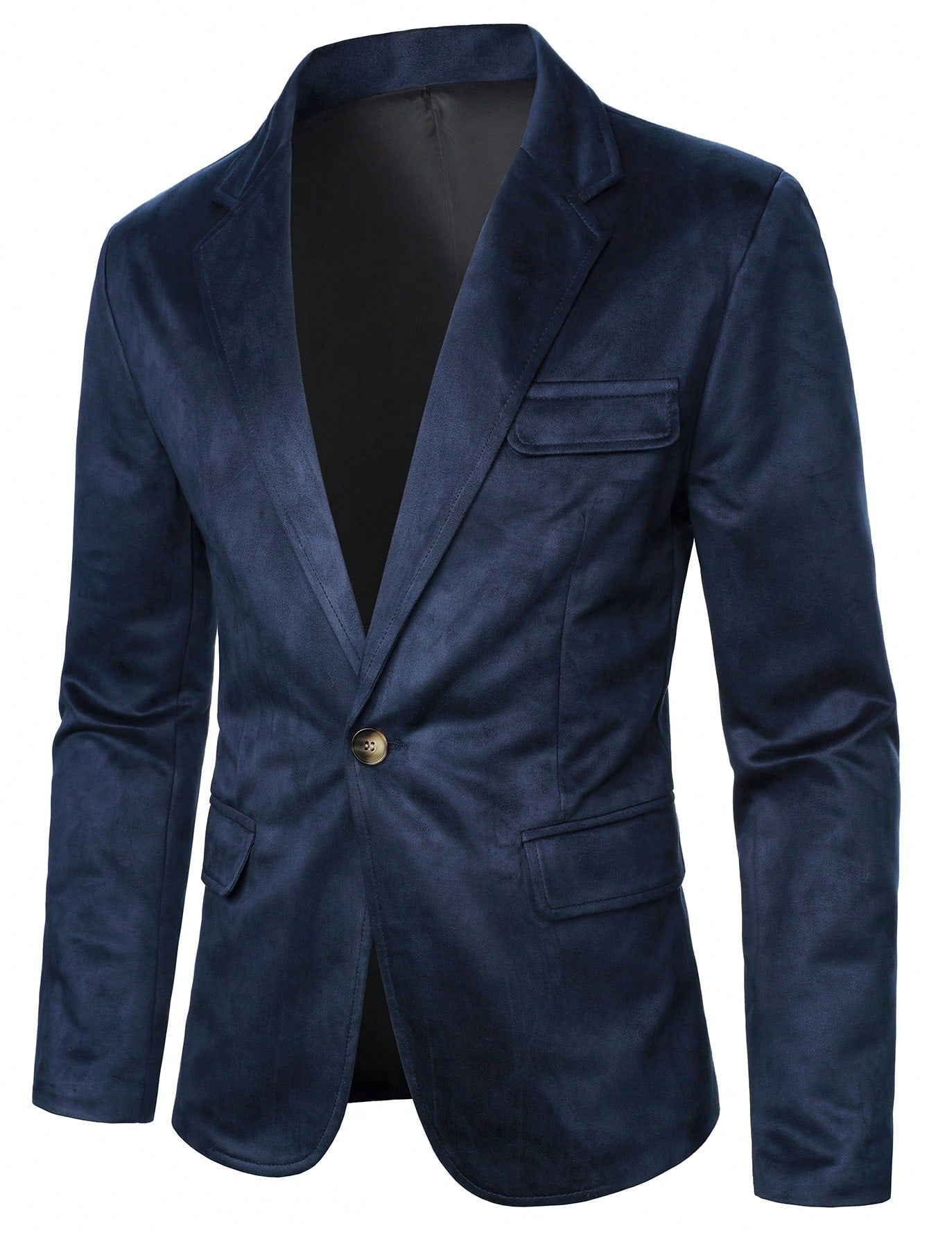 Men's Notched Lapel Fake Pocket Blazer