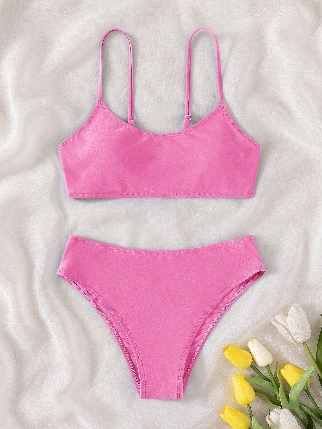 Teen Girls Solid Bikini Set Summer Beach