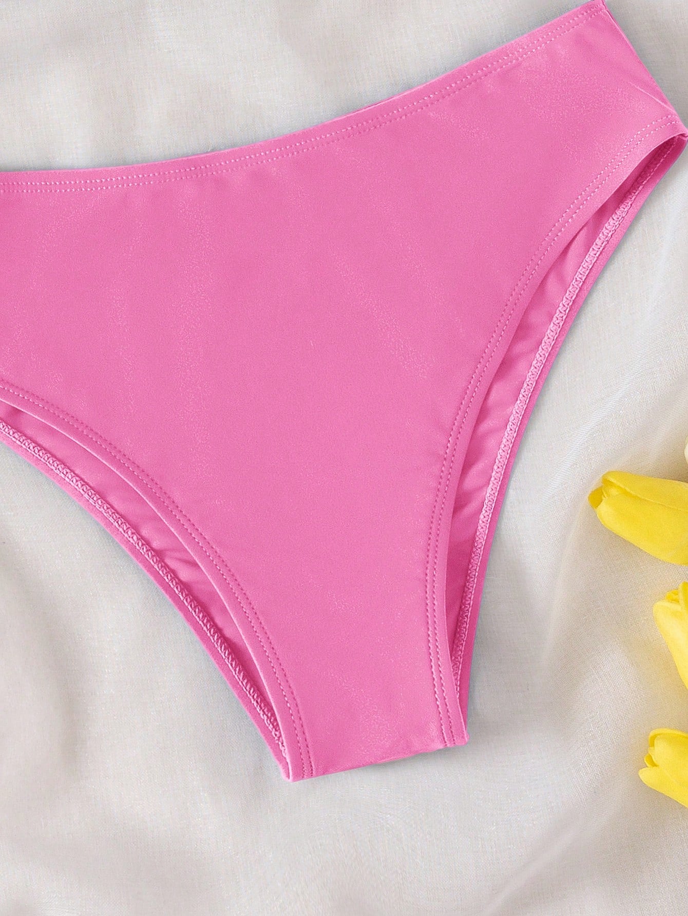 2pcs/Set Teen Girl Solid Color Wireless Bra And Triangle Bikini Set