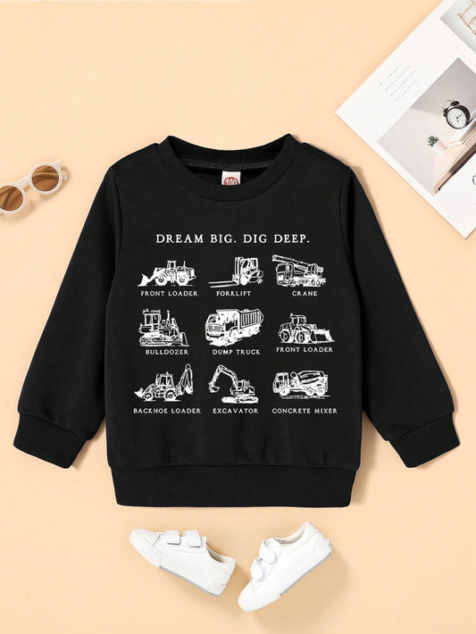 Boys' Soft & Cozy Cute Truck & Letter Print Sweatshirt