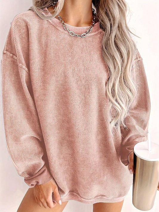 Plus Size Round Neck Drop Shoulder Sleeve Sweatshirt