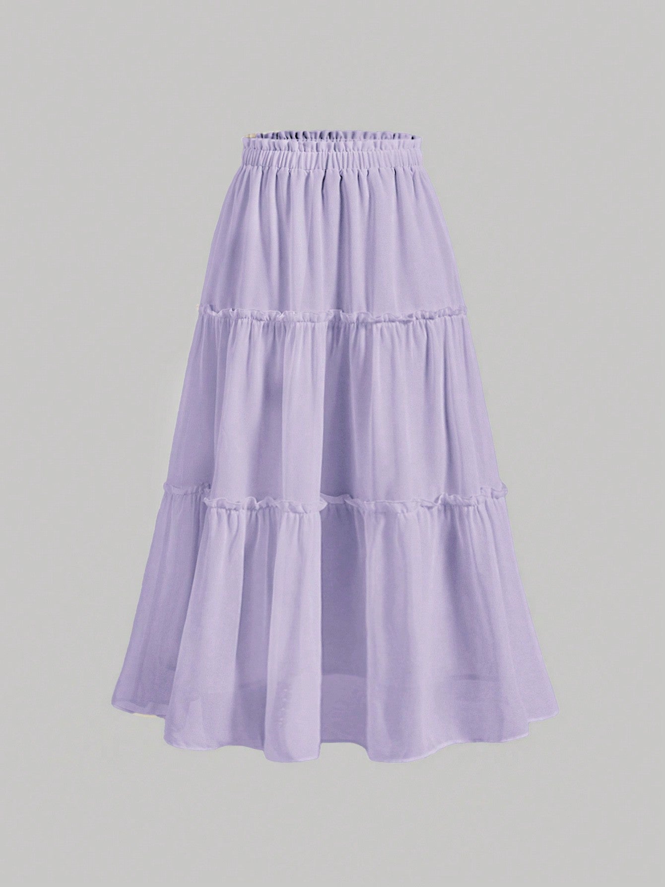 Ruffle Skirt Boho Long Skirt Break Solid Frill Trim Ruffle Hem Skirt