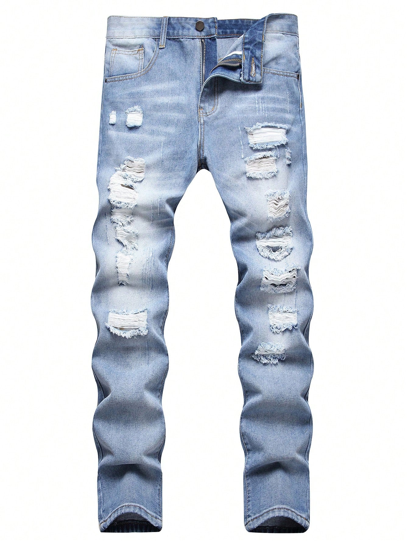 Men Cotton Dark Washed Ripped Jeans