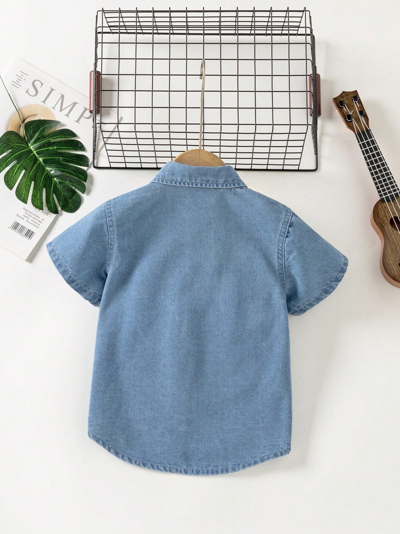 Young Boy Loose-Fit Versatile Short-Sleeved Denim Shirt