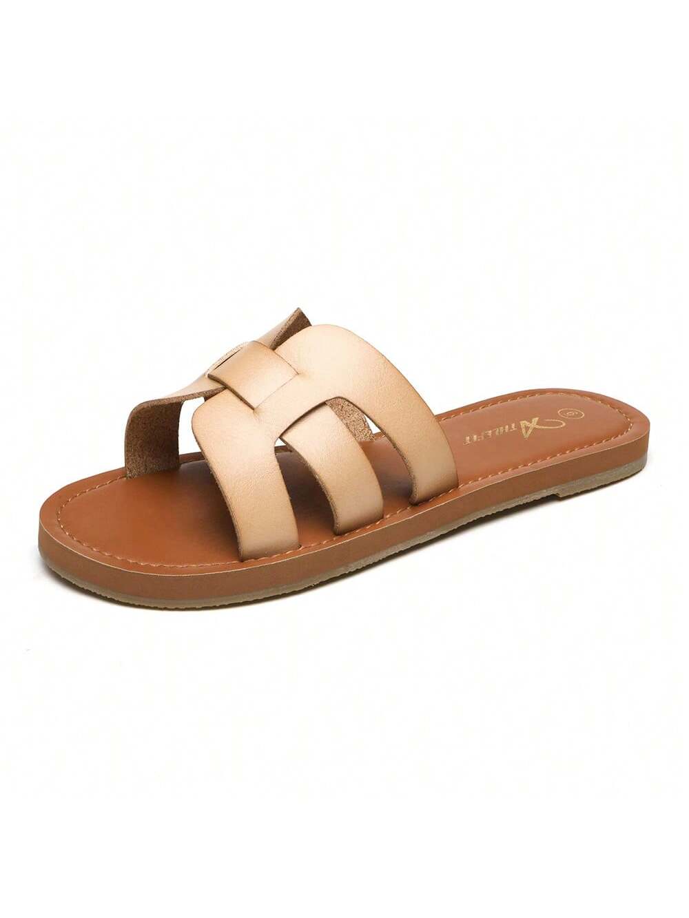 Women's Flat Sandals Summer Fashion Shoes Casual Slip On Leather Vacation Slides