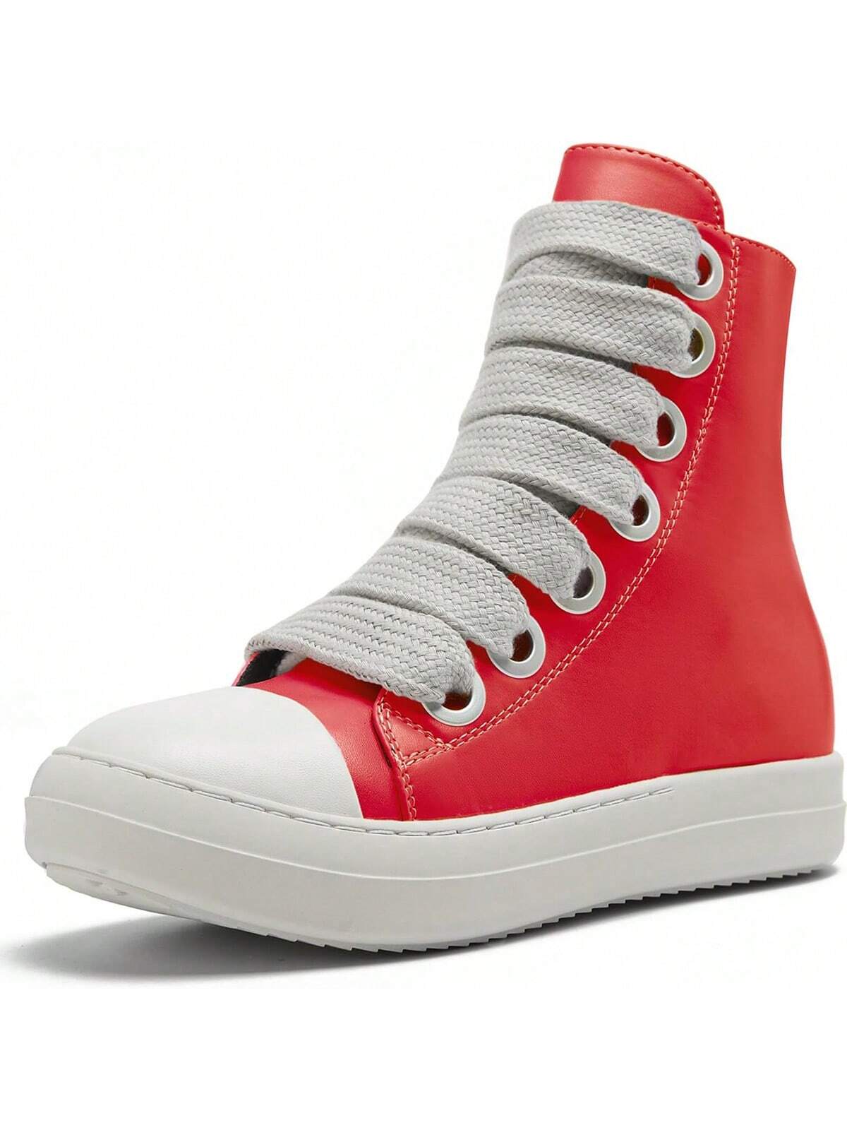 Women's High Top Flat Casual Stylish Chunky Lace-Up Sneakers, Fashionable All-Match Shoes