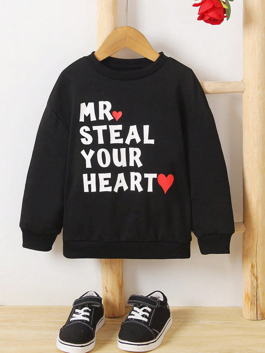 Young Boy Casual Round Neck Pullover Sweatshirt With Fun Print For Spring & Autumn