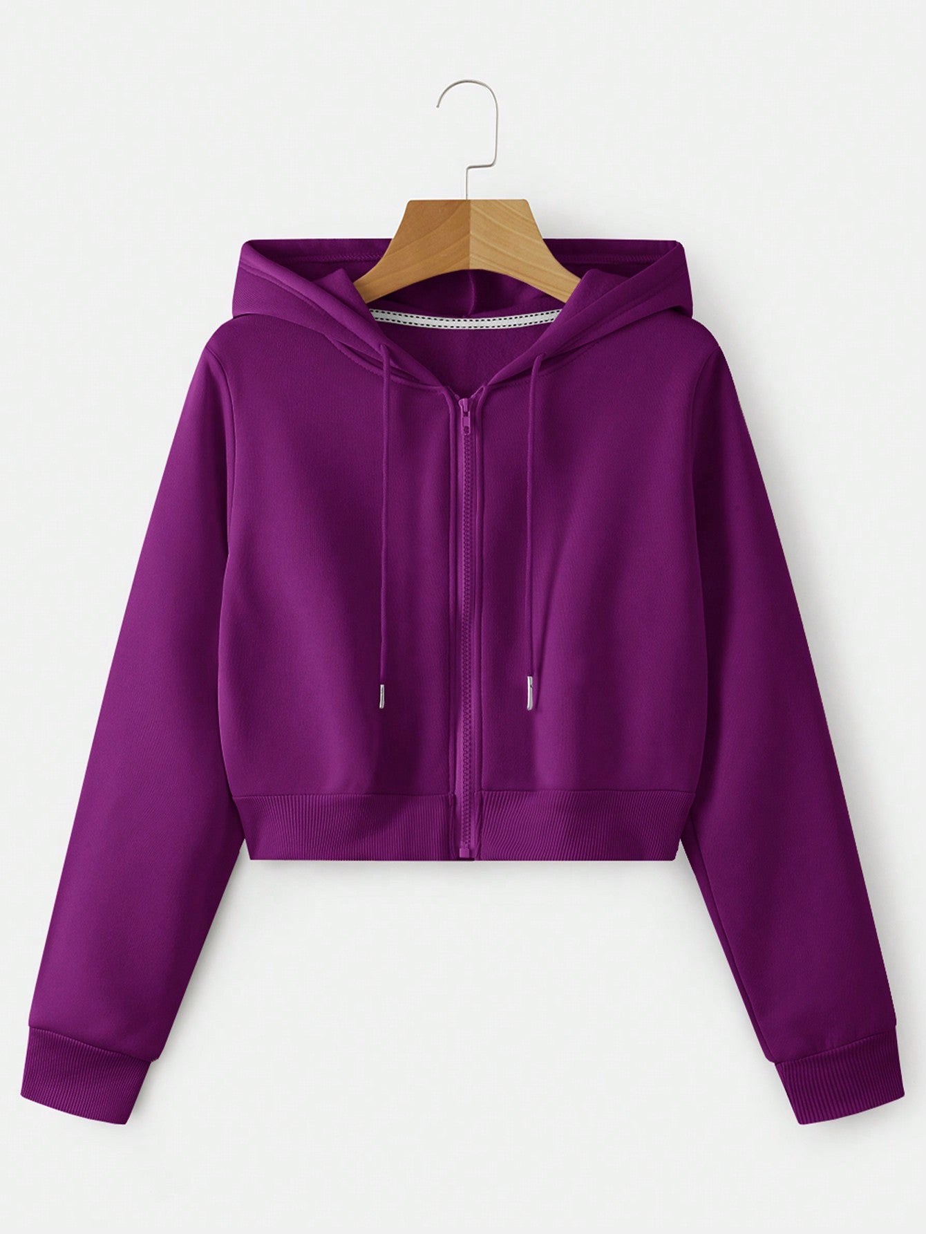 Zip Up Crop Drawstring Hoodie