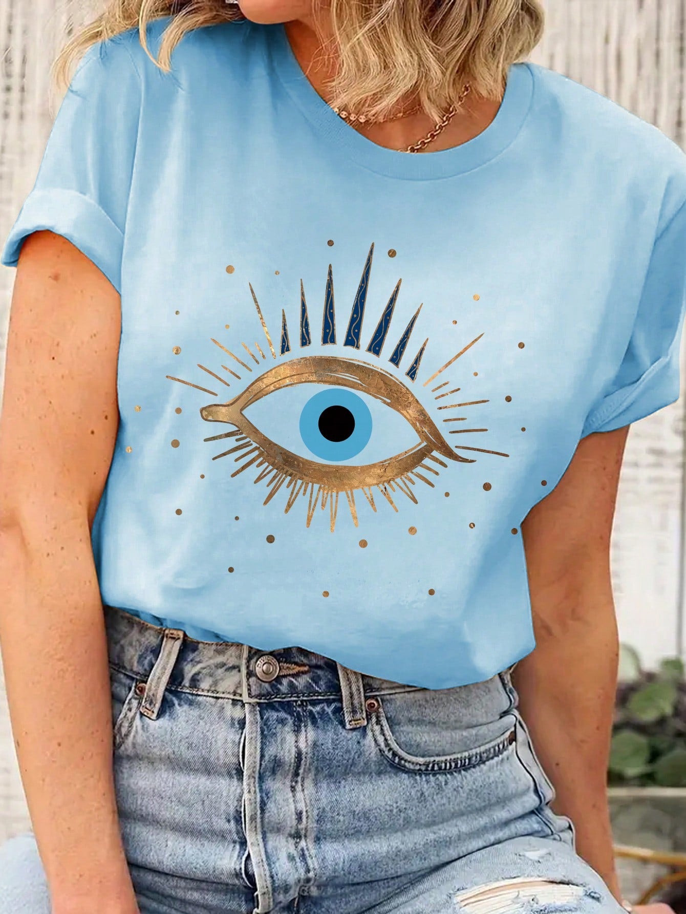 Women's Eye Print Short Sleeve T-Shirt