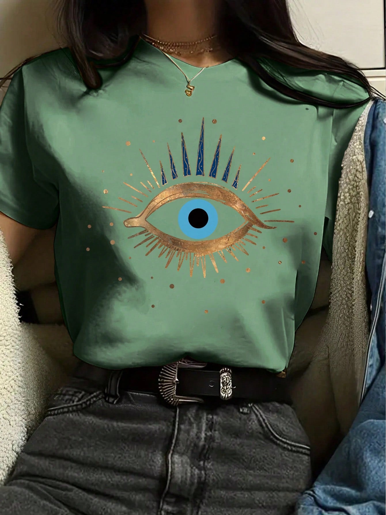 Women's Eye Print Short Sleeve T-Shirt