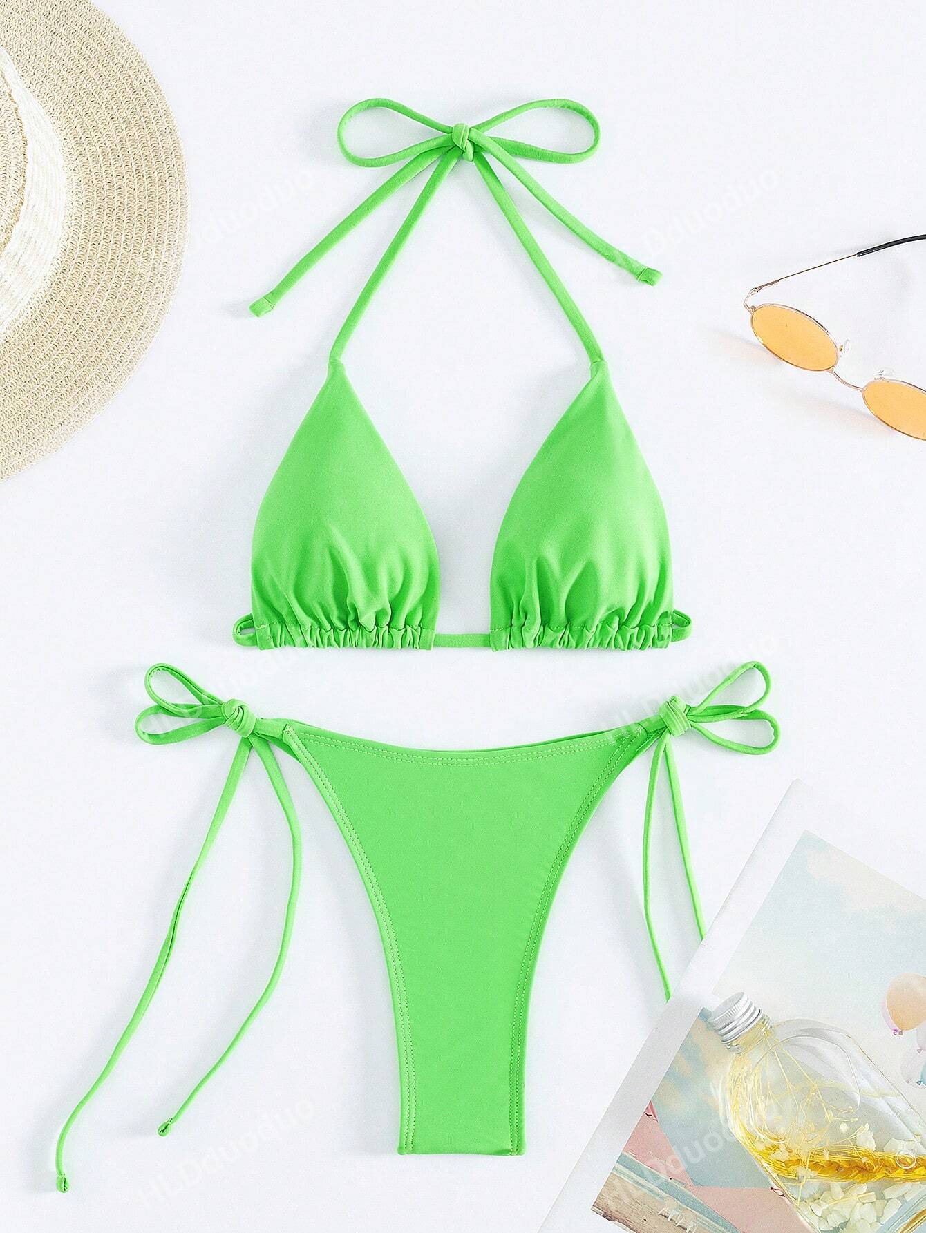 Women's Bikini Two Pieces Bikini Set, Sexy Halter Strap Triangle Swimwear Summer Beach