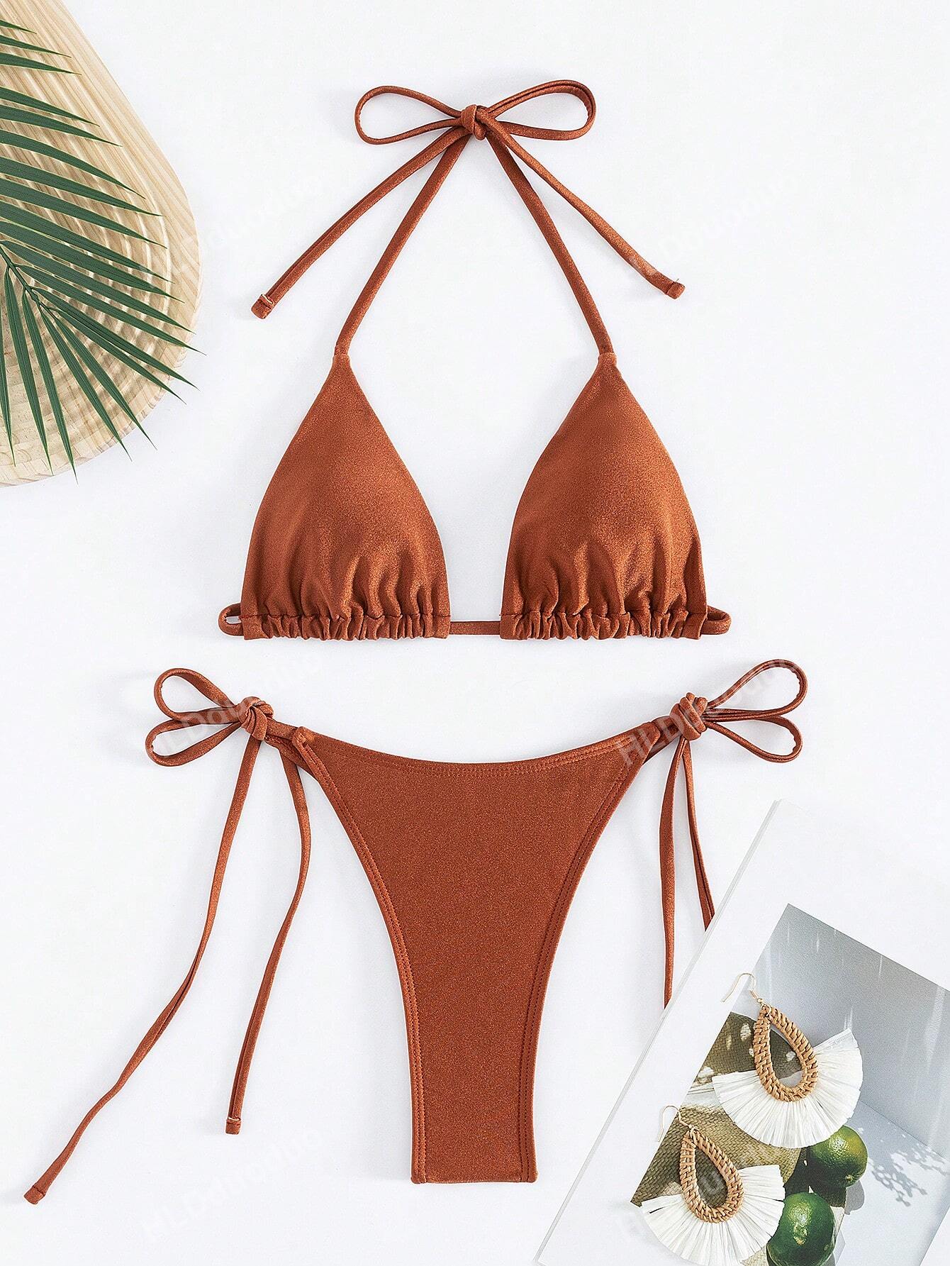 Women's Bikini Two Pieces Bikini Set, Sexy Halter Strap Triangle Swimwear Summer Beach