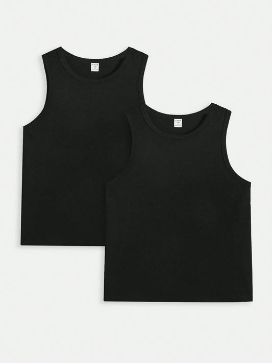 Tween Boys' 2pcs/Set Casual Solid Summer Tank Top