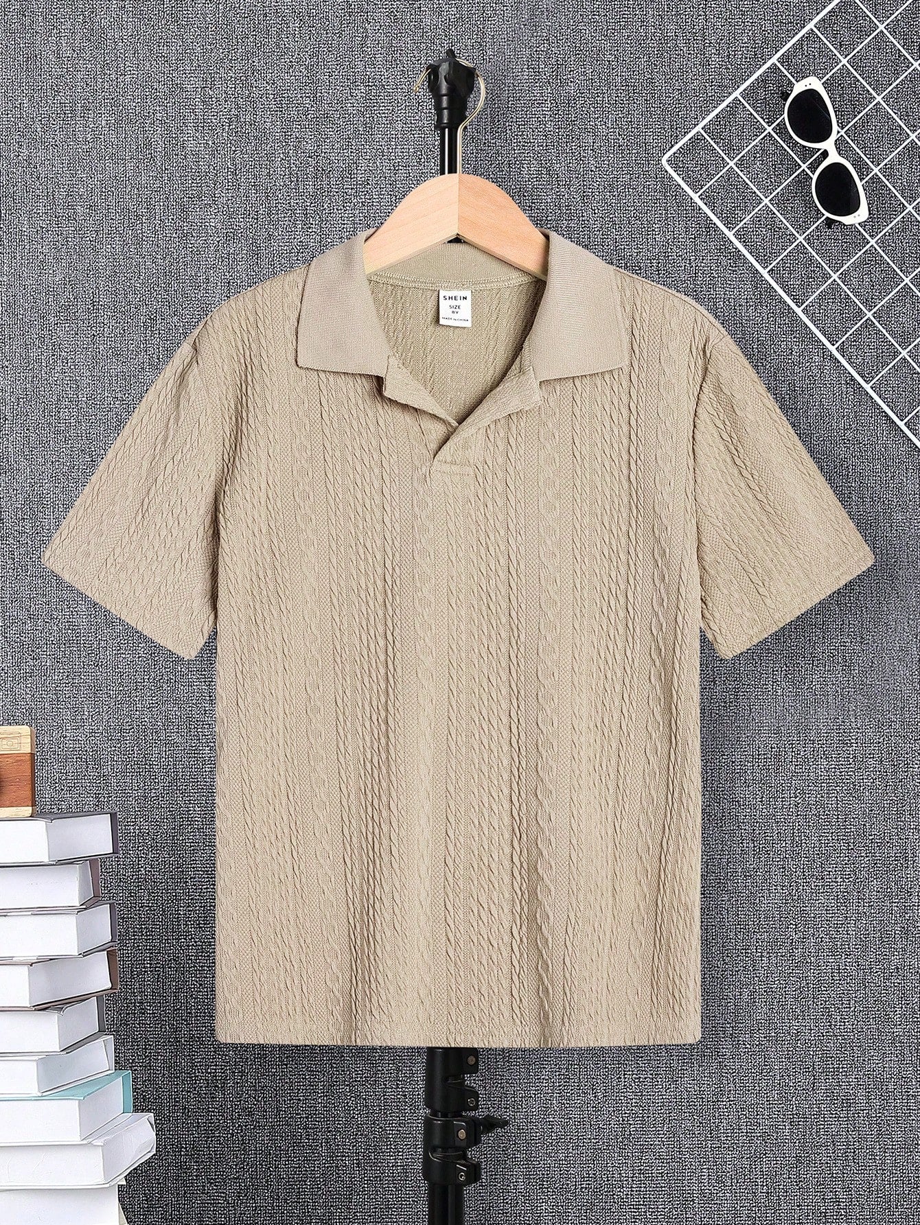 Tween Boy Integrated Academy Collar Knitted Solid Short Sleeve Polo Shirt