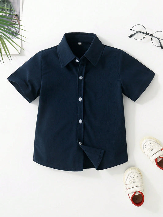 Young Boy Solid Short Sleeve Shirt