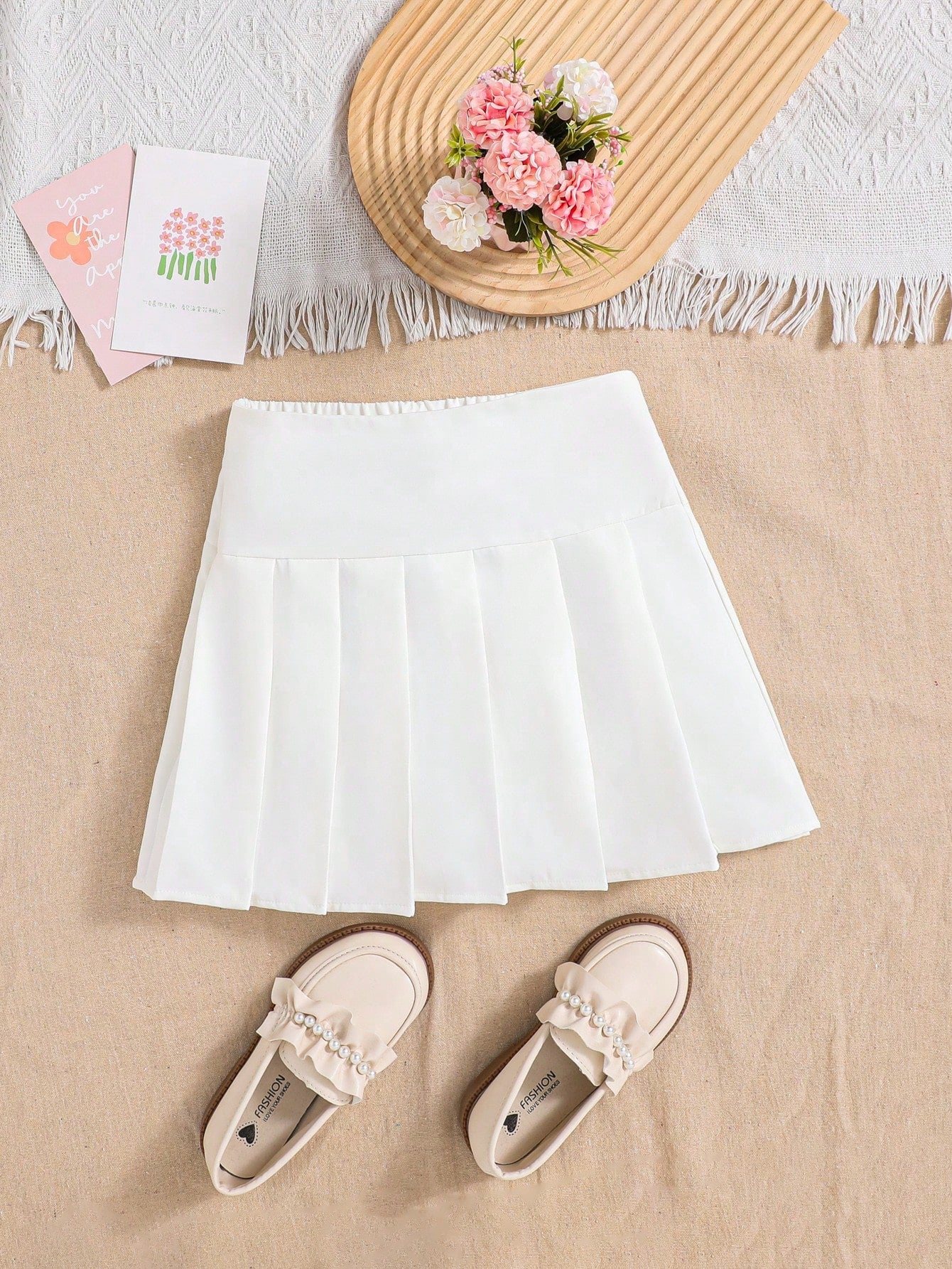 Tween Girl Solid Pleated Skirt