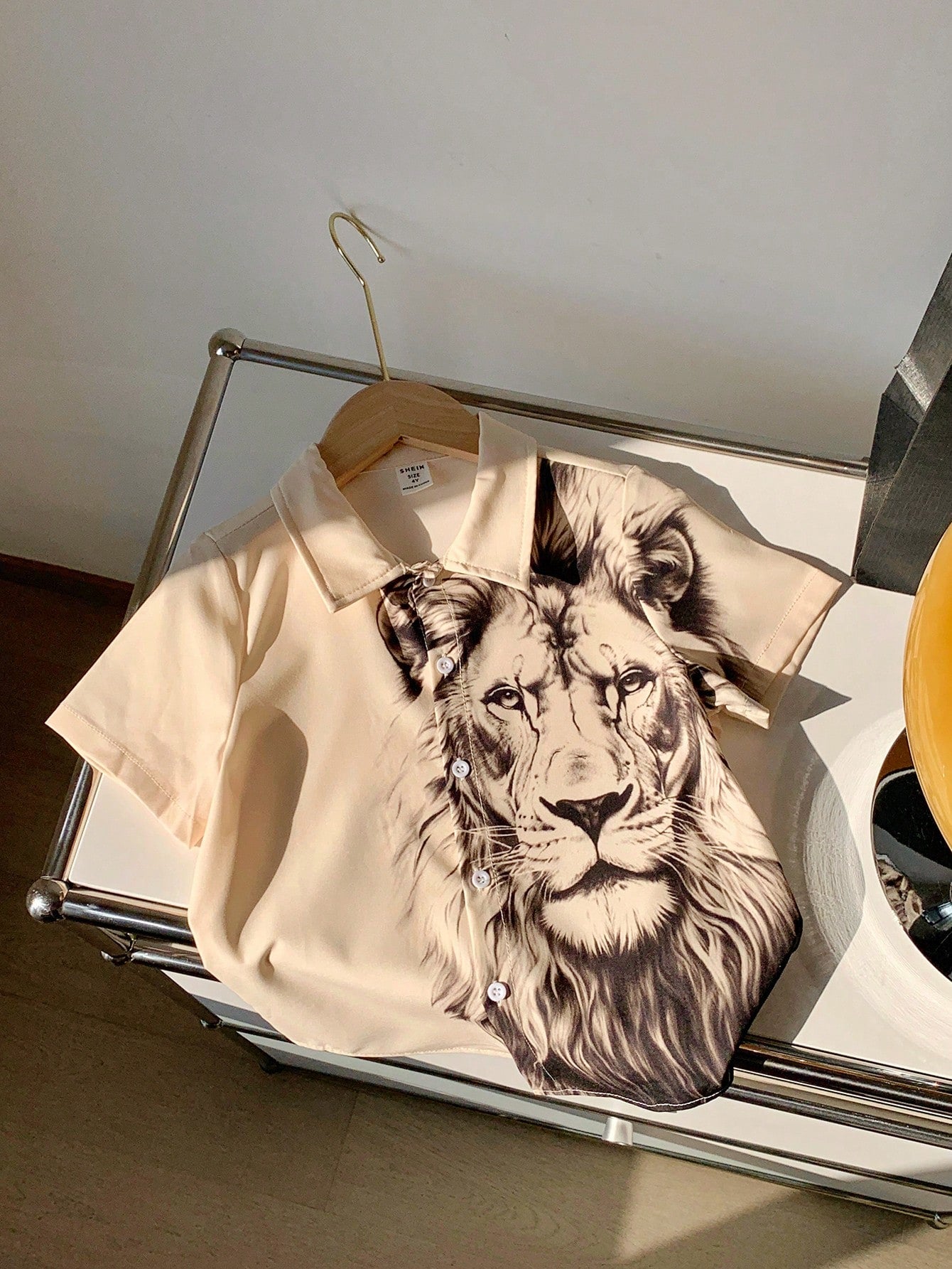 Young Boy Casual Comfortable Street Style Lion Print Shirt, Fashionable And Versatile